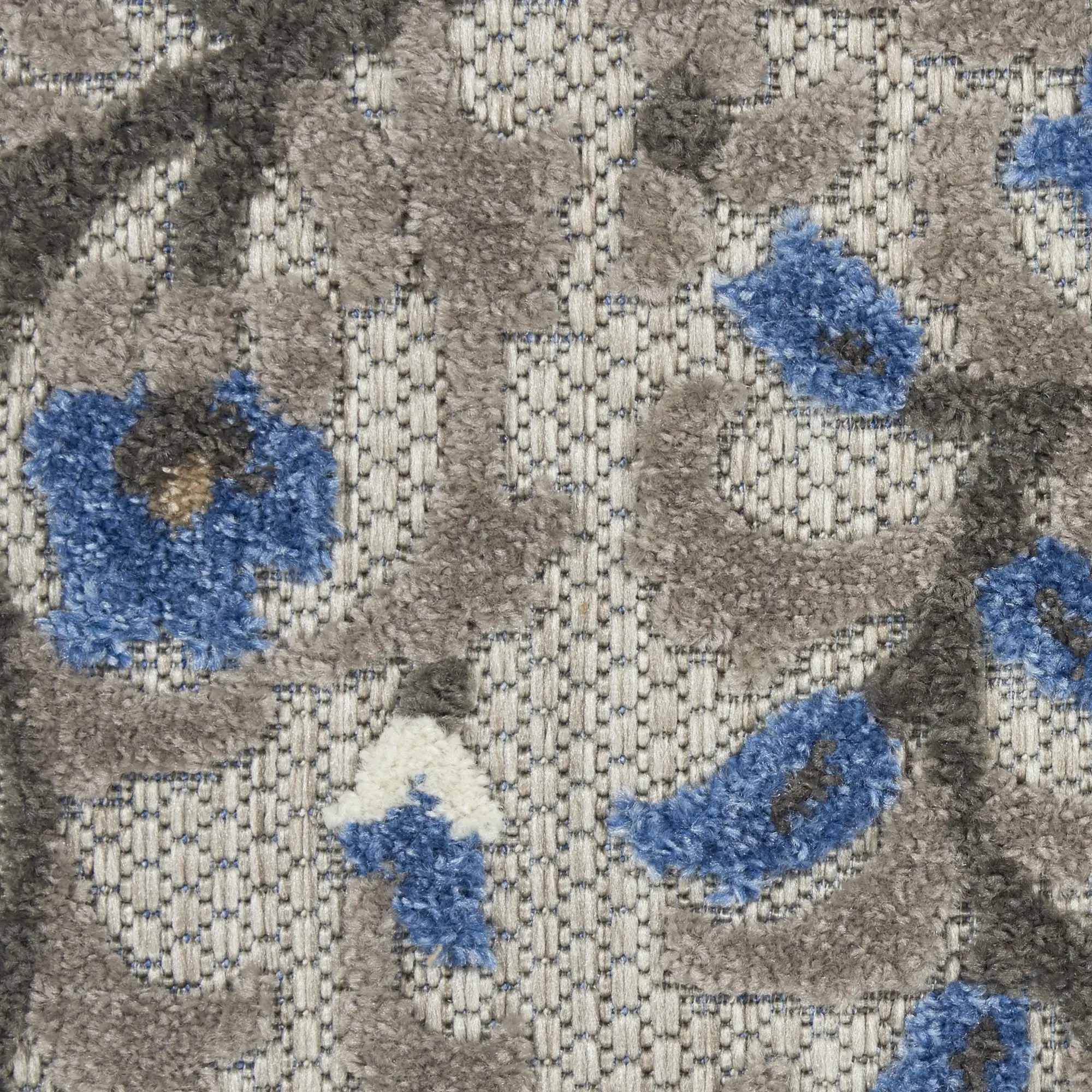 8' X 11' Blue And Gray Floral Indoor Outdoor Area Rug - Image 6