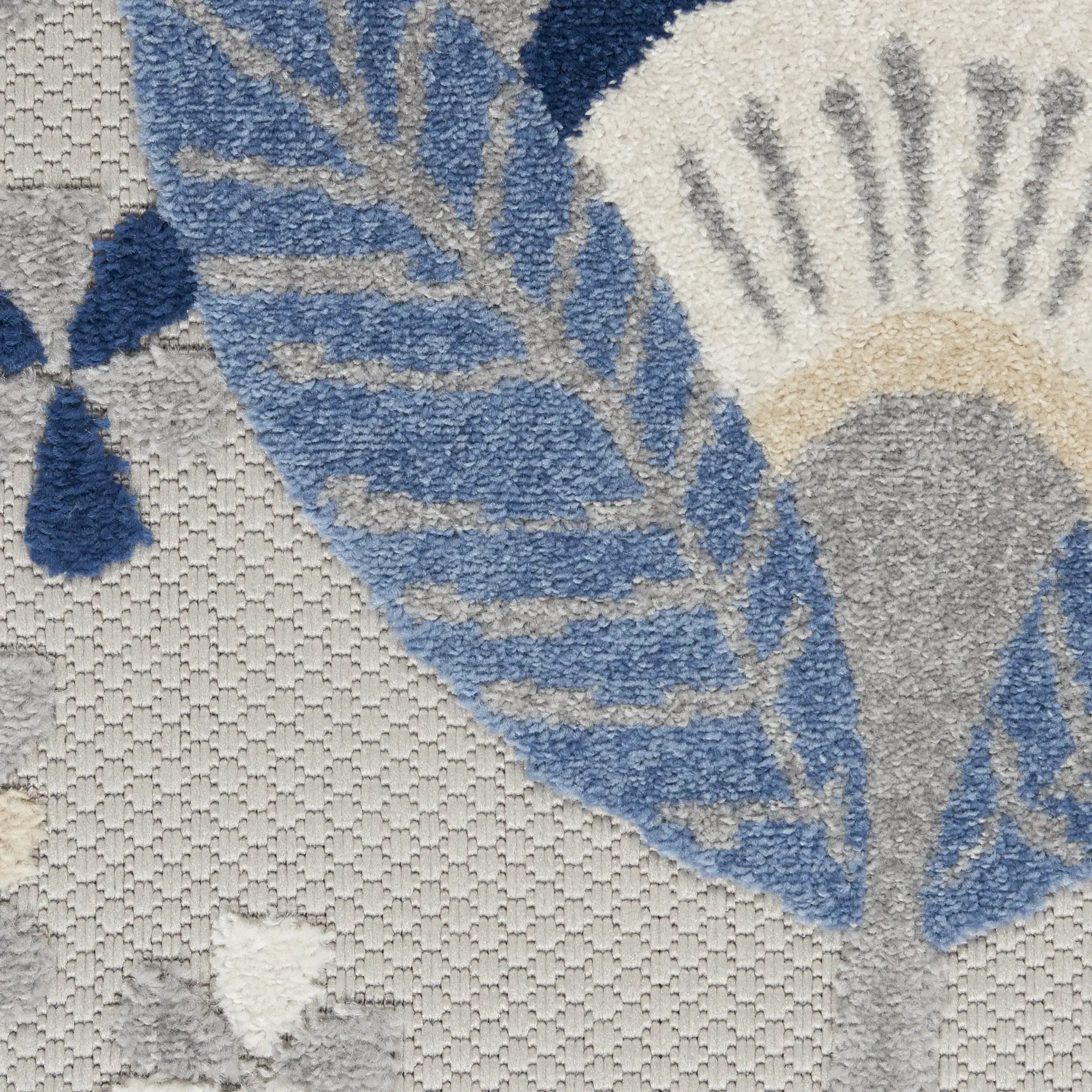 8' X 11' Blue And Gray Floral Indoor Outdoor Area Rug - Image 3