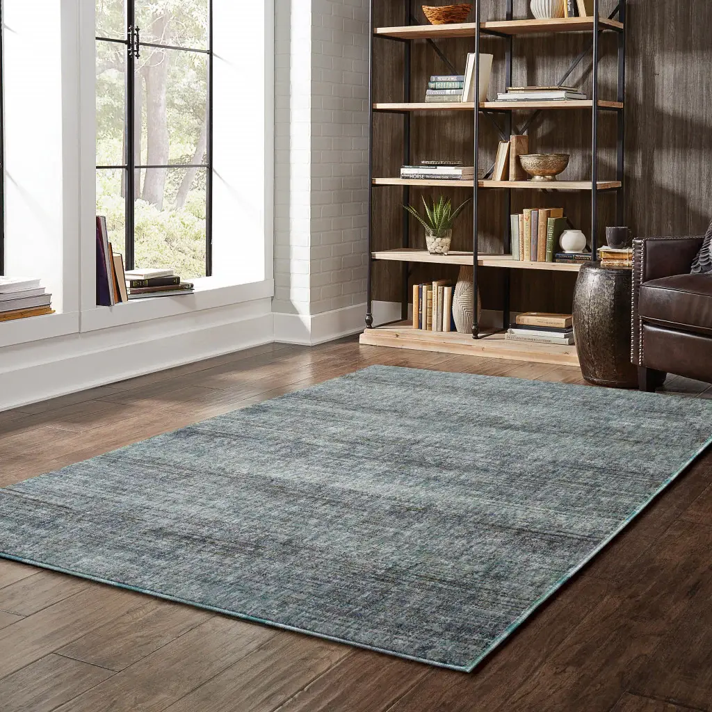 8' X 11' Blue and Gray Power Loom Area Rug - Image 6