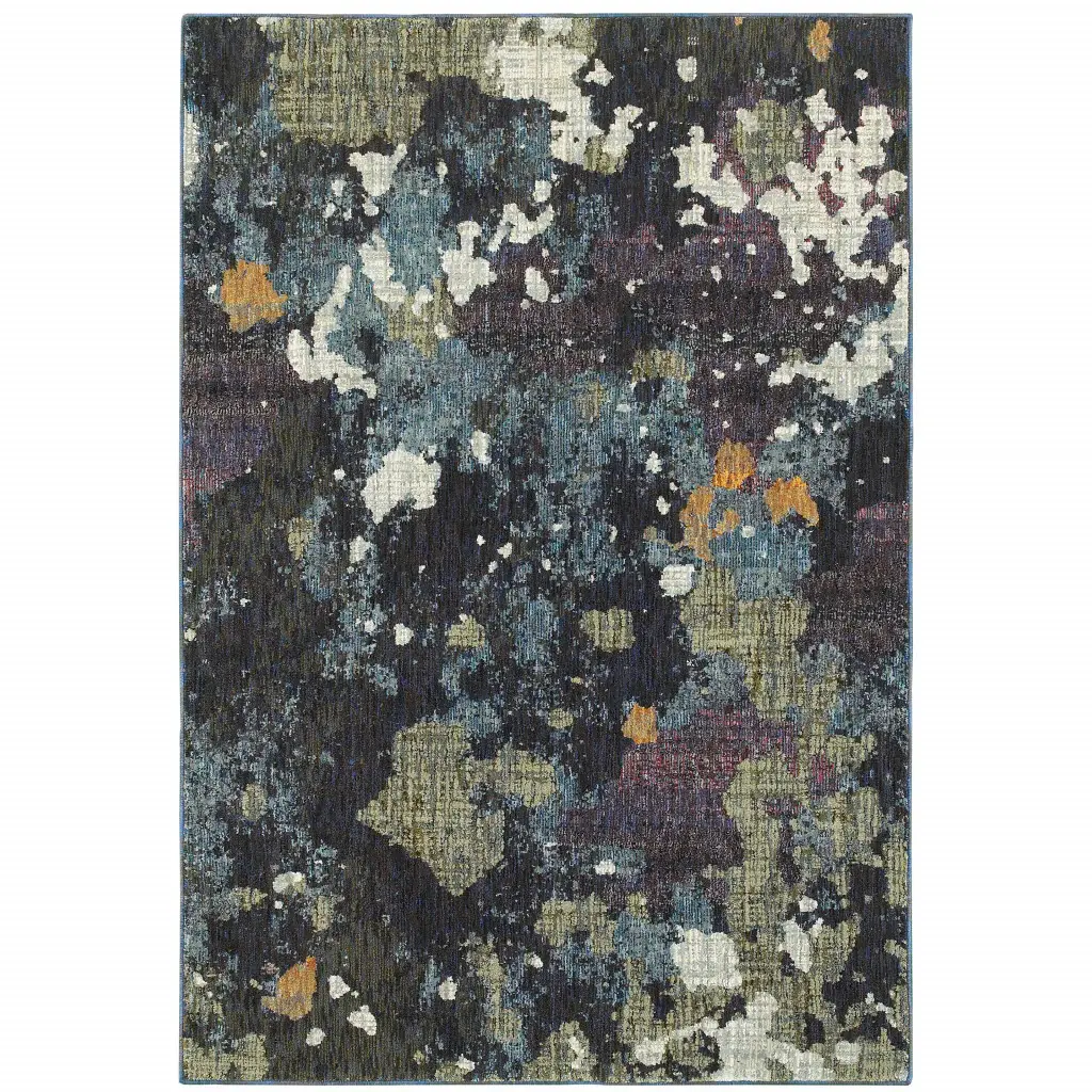 8' X 11' Blue and Green Abstract Power Loom Area Rug - Image 2