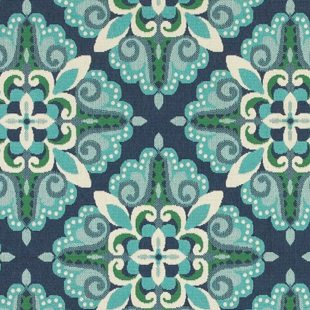 8' X 11' Blue and Green Indoor Outdoor Area Rug - Image 2