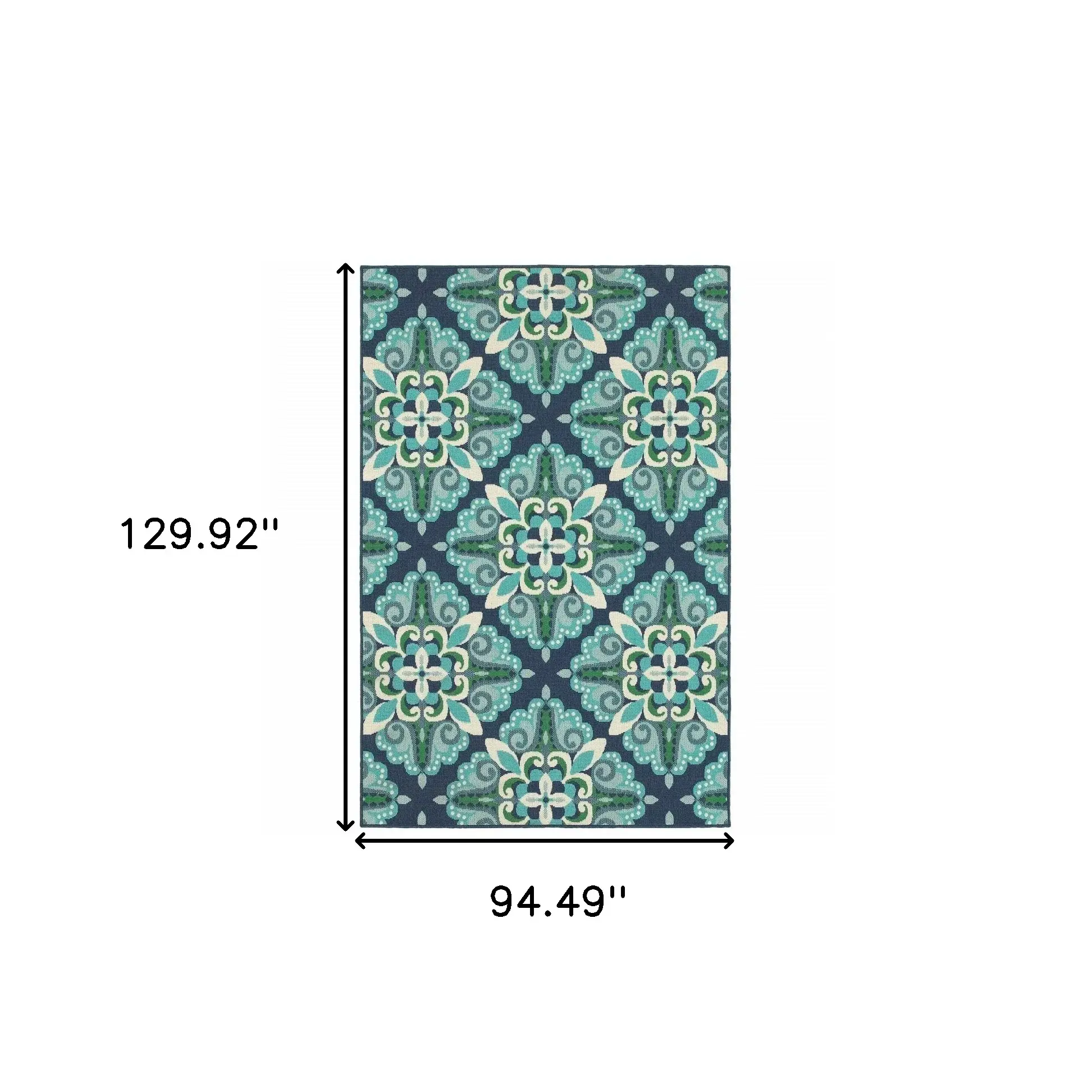 8' X 11' Blue and Green Indoor Outdoor Area Rug - Image 5