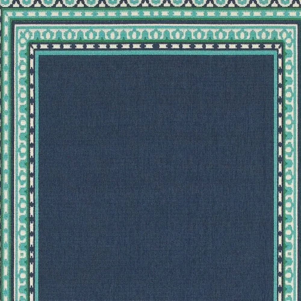 8' X 11' Blue and Green Indoor Outdoor Area Rug - Image 4