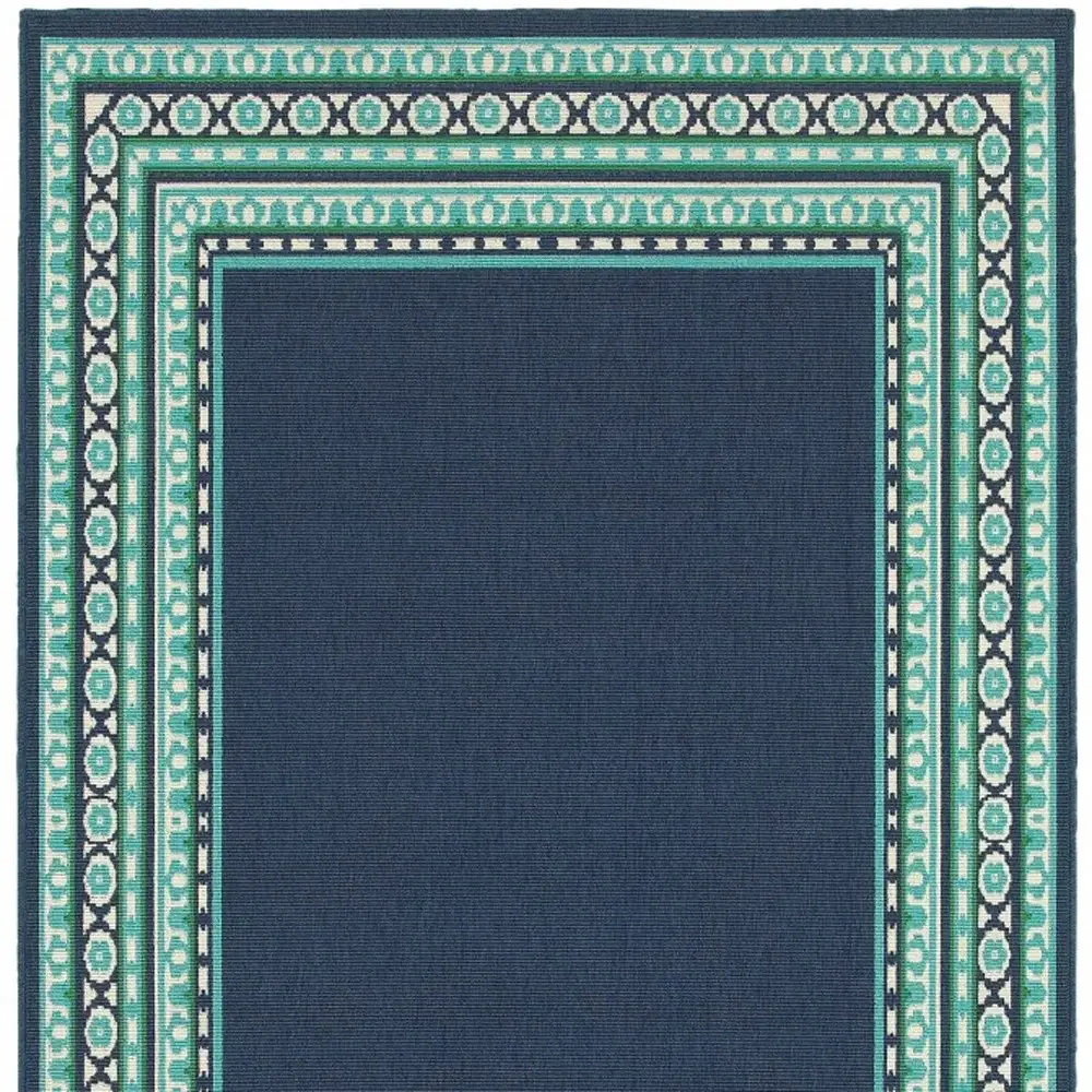 8' X 11' Blue and Green Indoor Outdoor Area Rug - Image 5