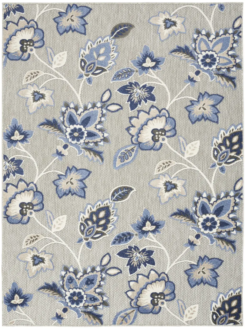 8' X 11' Blue And Grey Floral Stain Resistant Non Skid Area Rug - Image 3