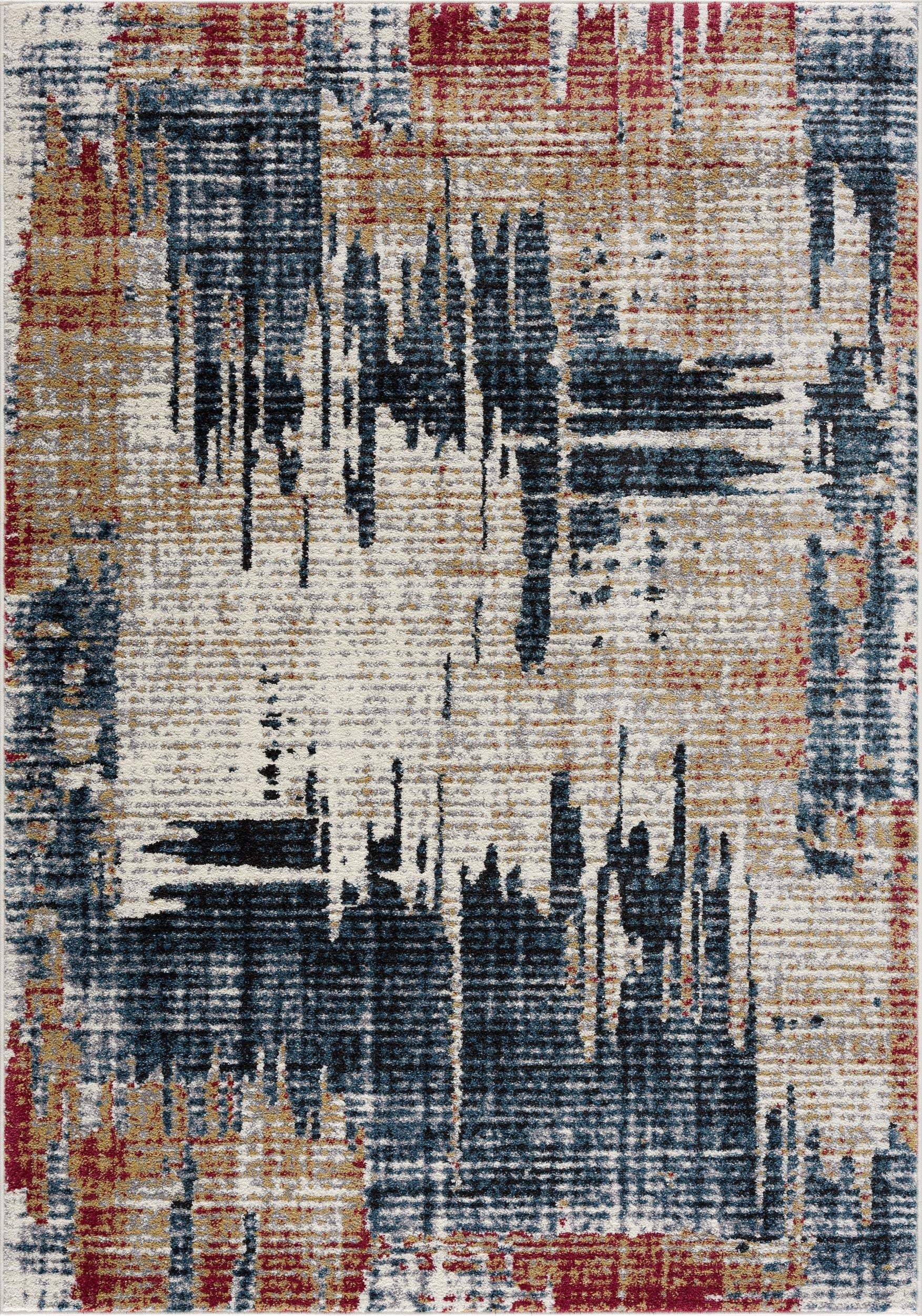 8' X 11' Blue And Ivory Abstract Area Rug - Image 2