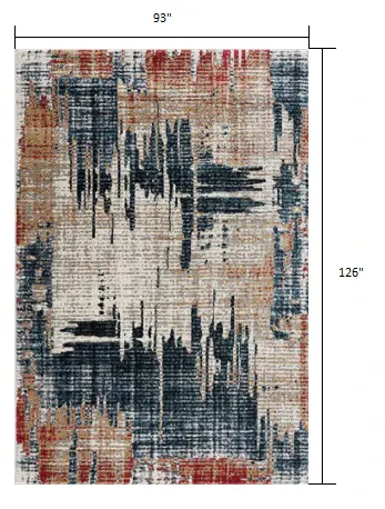 8' X 11' Blue And Ivory Abstract Area Rug - Image 3