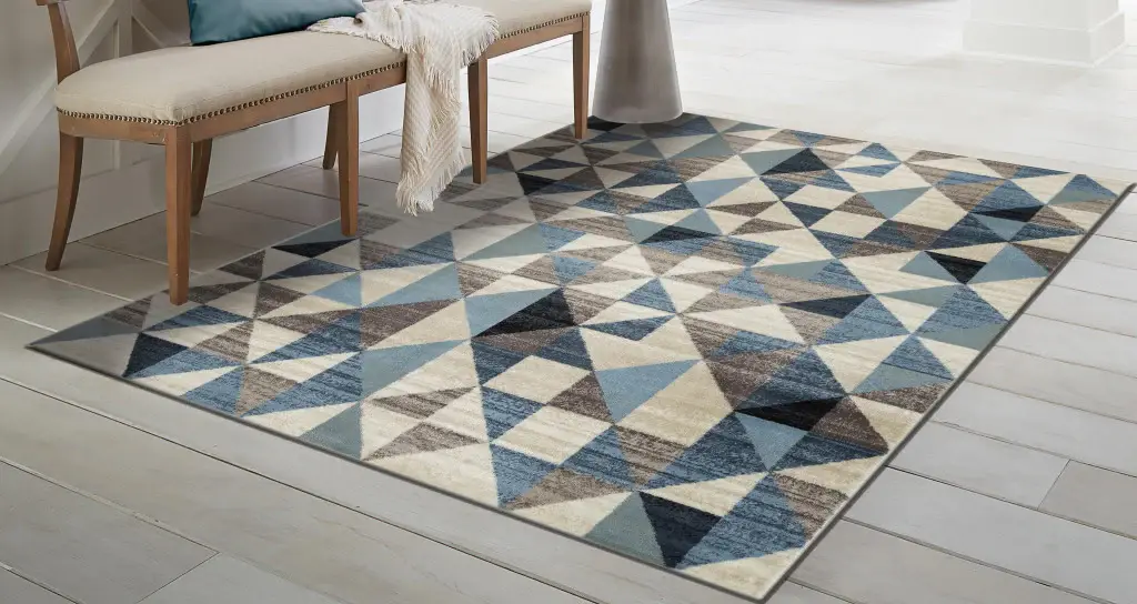 8' X 11' Blue Geometric Area Rug - Image 2