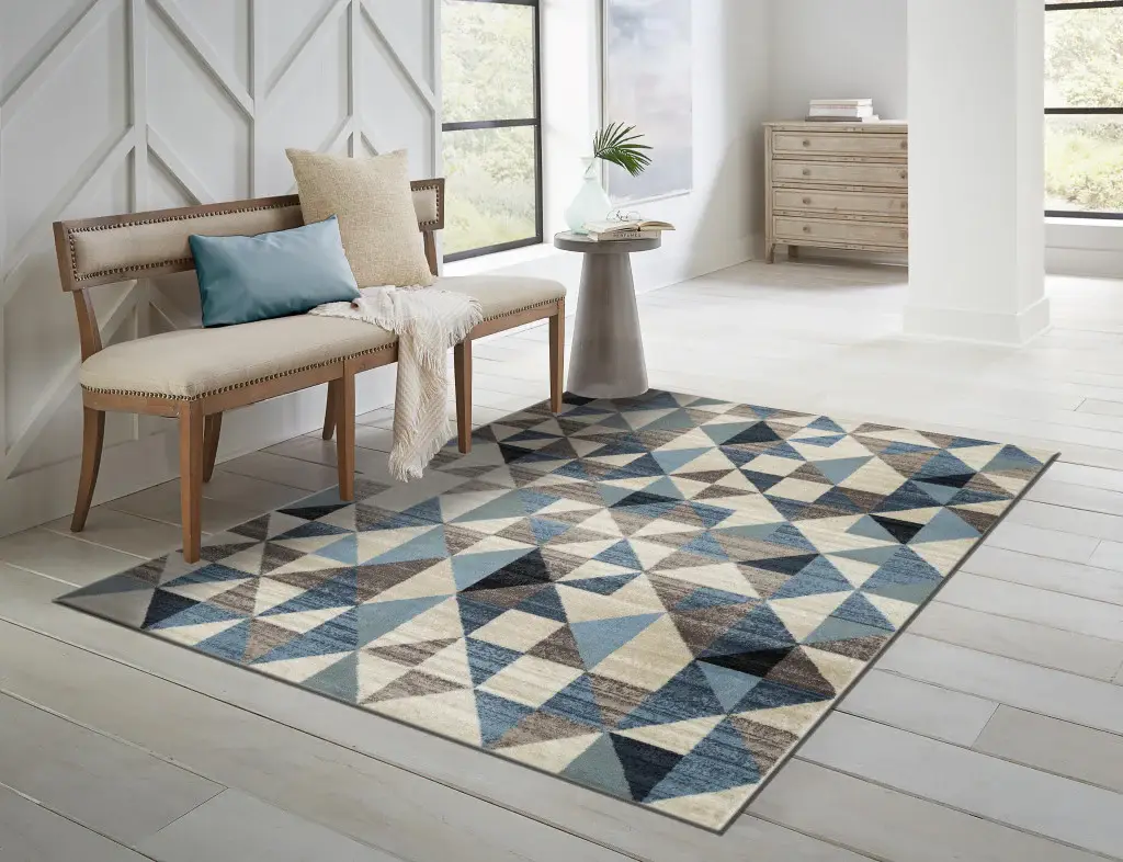 8' X 11' Blue Geometric Area Rug - Image 3