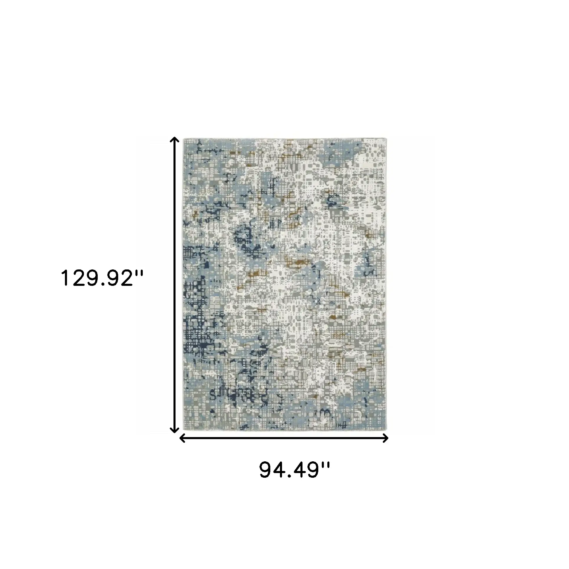 8' X 11' Blue Ivory Grey Brown Beige And Light Blue Abstract Power Loom Stain Resistant Area Rug - Image 3