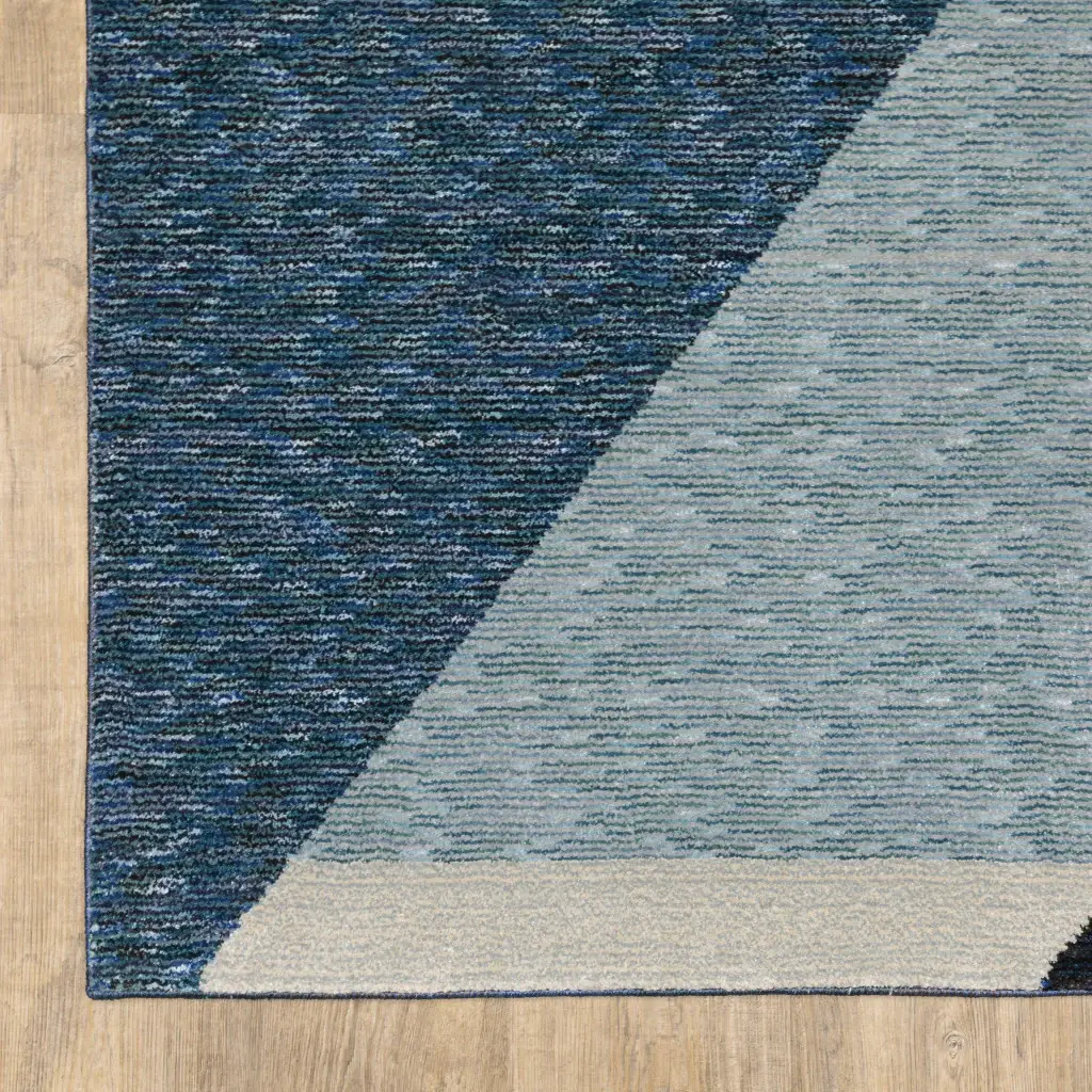 8' X 11' Blue Purple Grey and Teal Geometric Power Loom Area Rug - Image 4