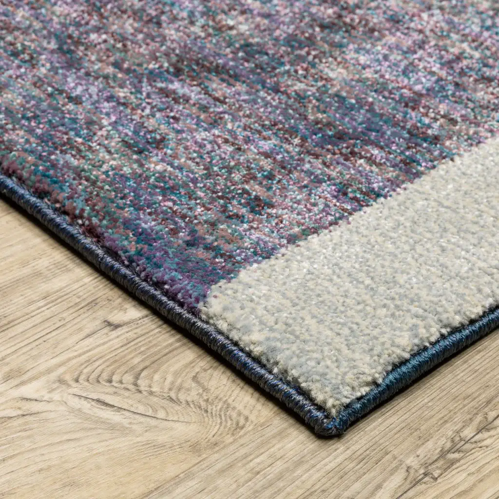 8' X 11' Blue Purple Grey and Teal Geometric Power Loom Area Rug - Image 5