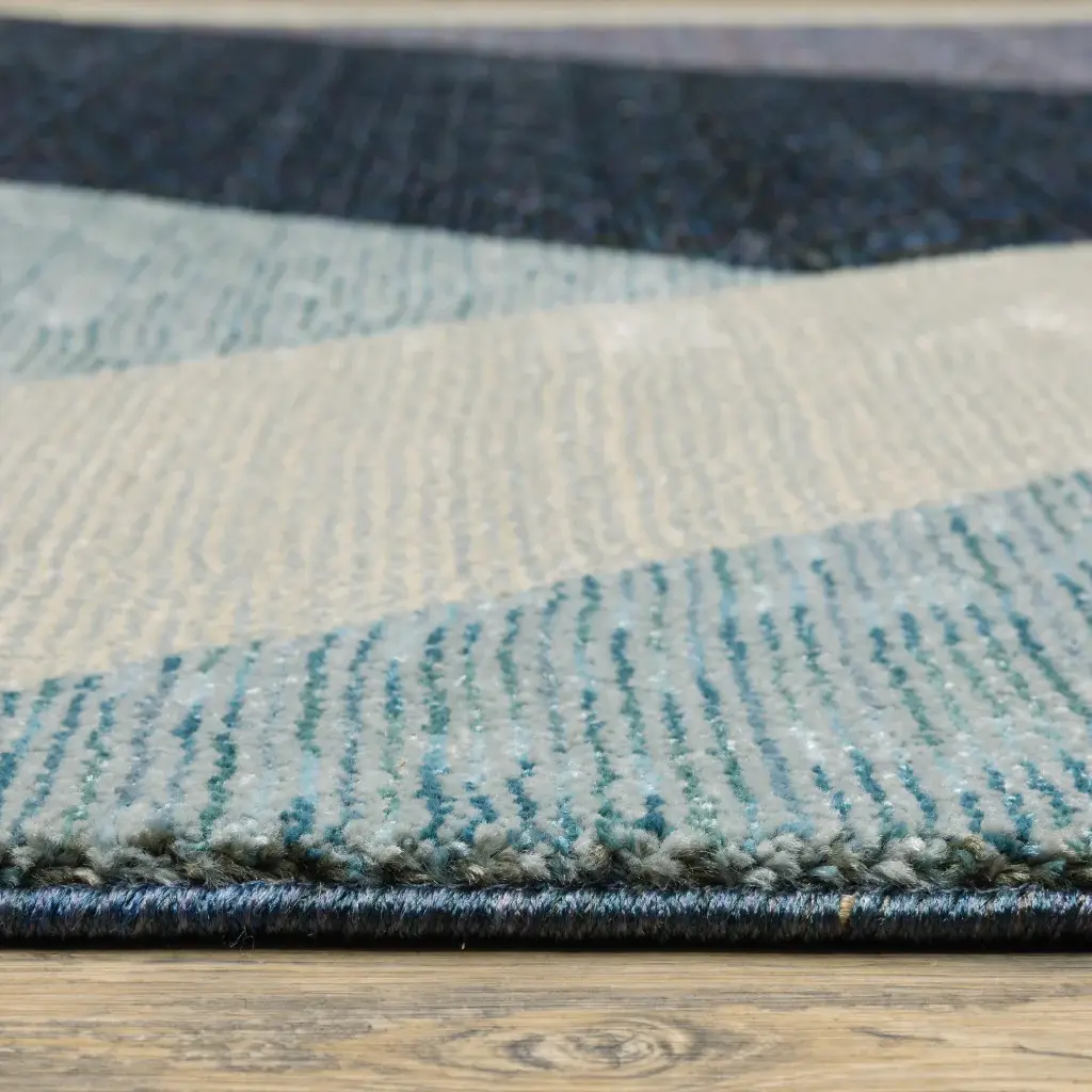 8' X 11' Blue Purple Grey and Teal Geometric Power Loom Area Rug - Image 6