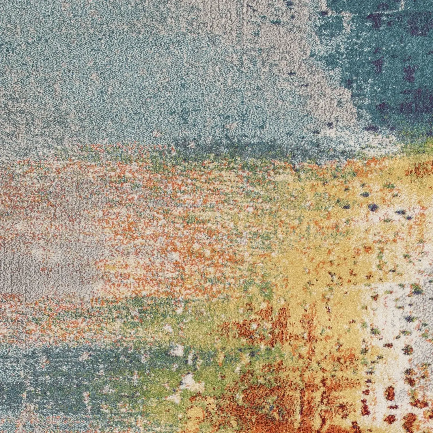 8' X 11' Blue Rust Orange Machine Woven Abstract Brushstrokes Indoor Area Rug - Image 5