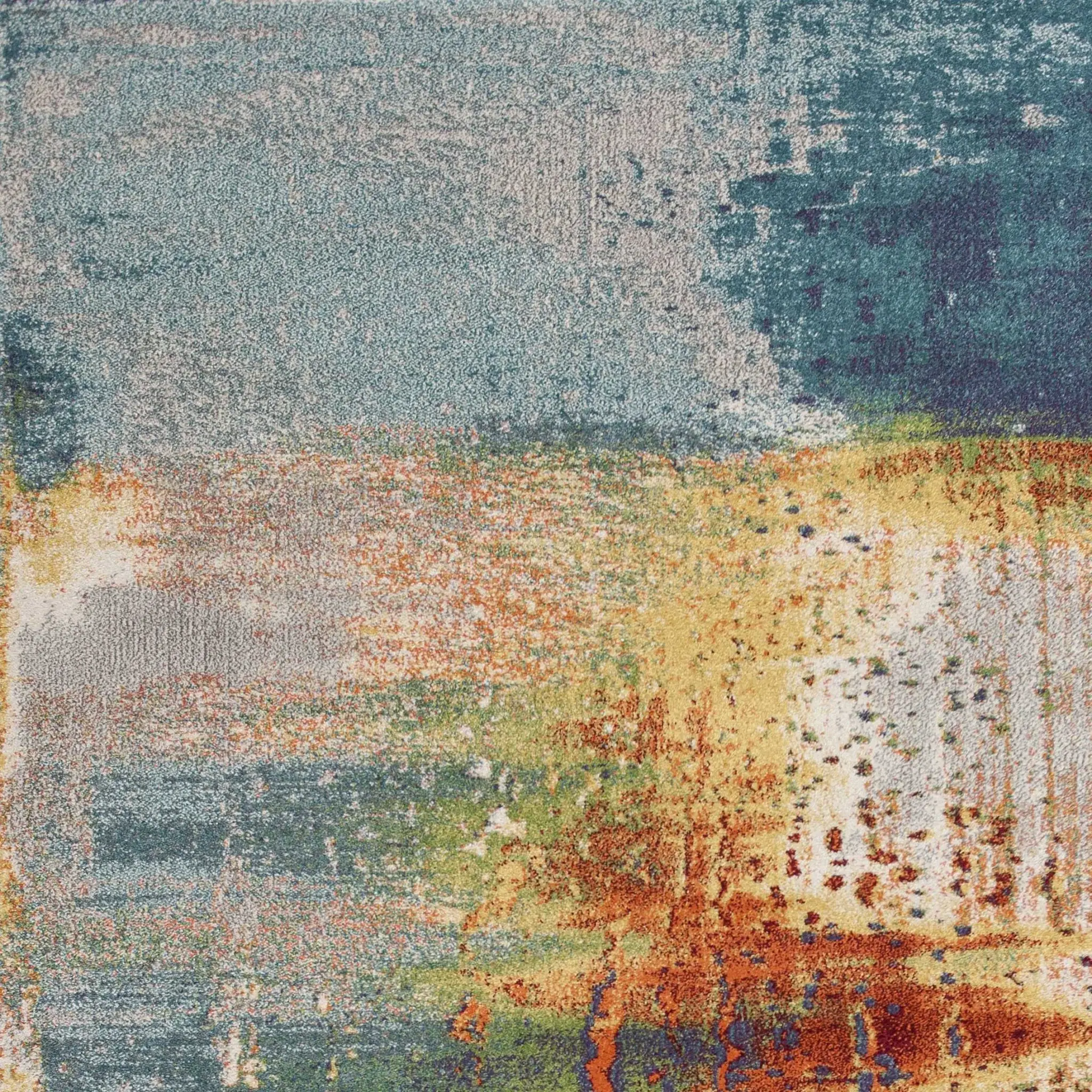 8' X 11' Blue Rust Orange Machine Woven Abstract Brushstrokes Indoor Area Rug - Image 6