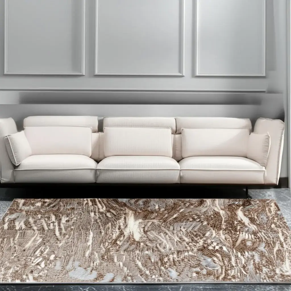 8' X 11' Brown Abstract Area Rug