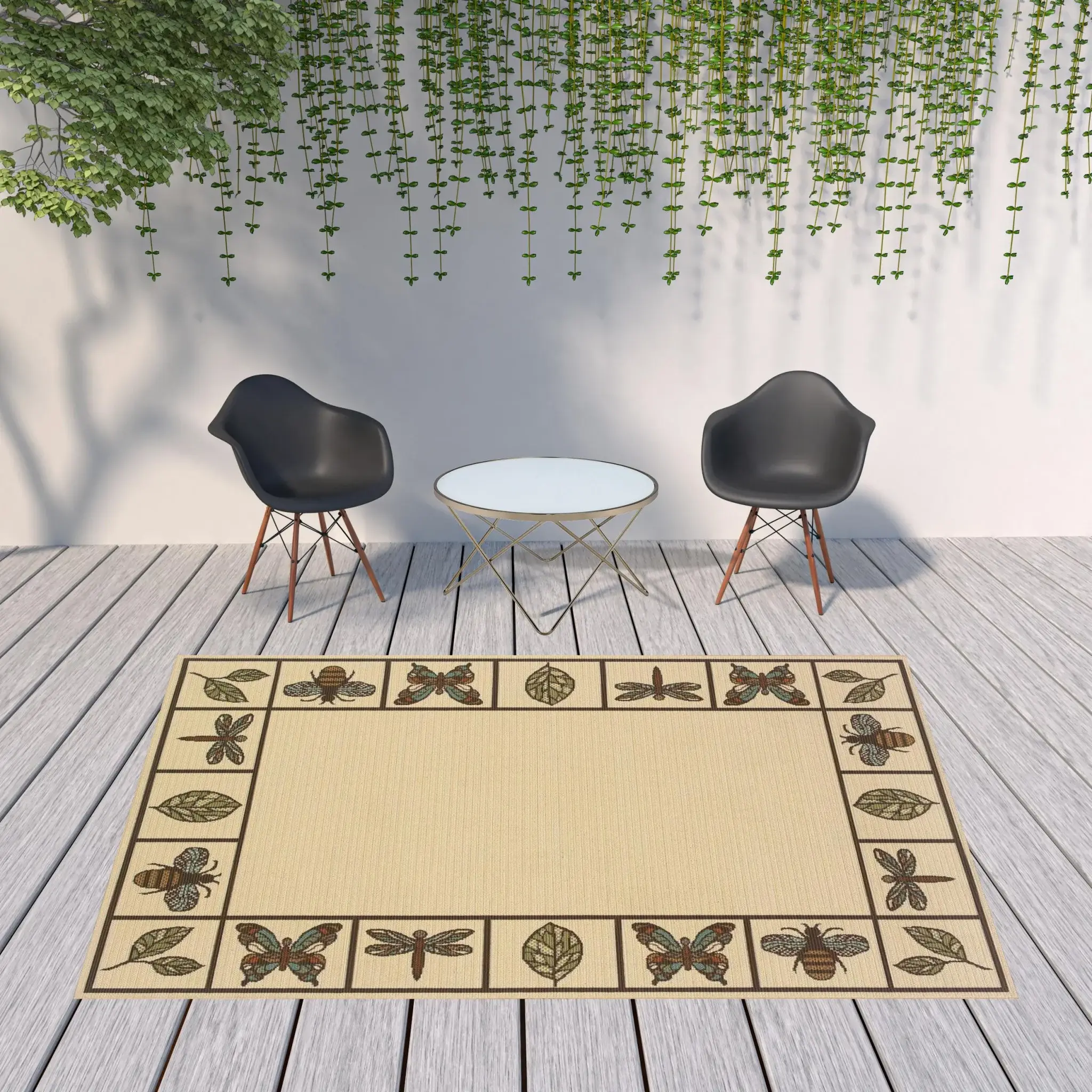 8' X 11' Brown and Ivory Abstract Stain Resistant Indoor Outdoor Area Rug - Image 2