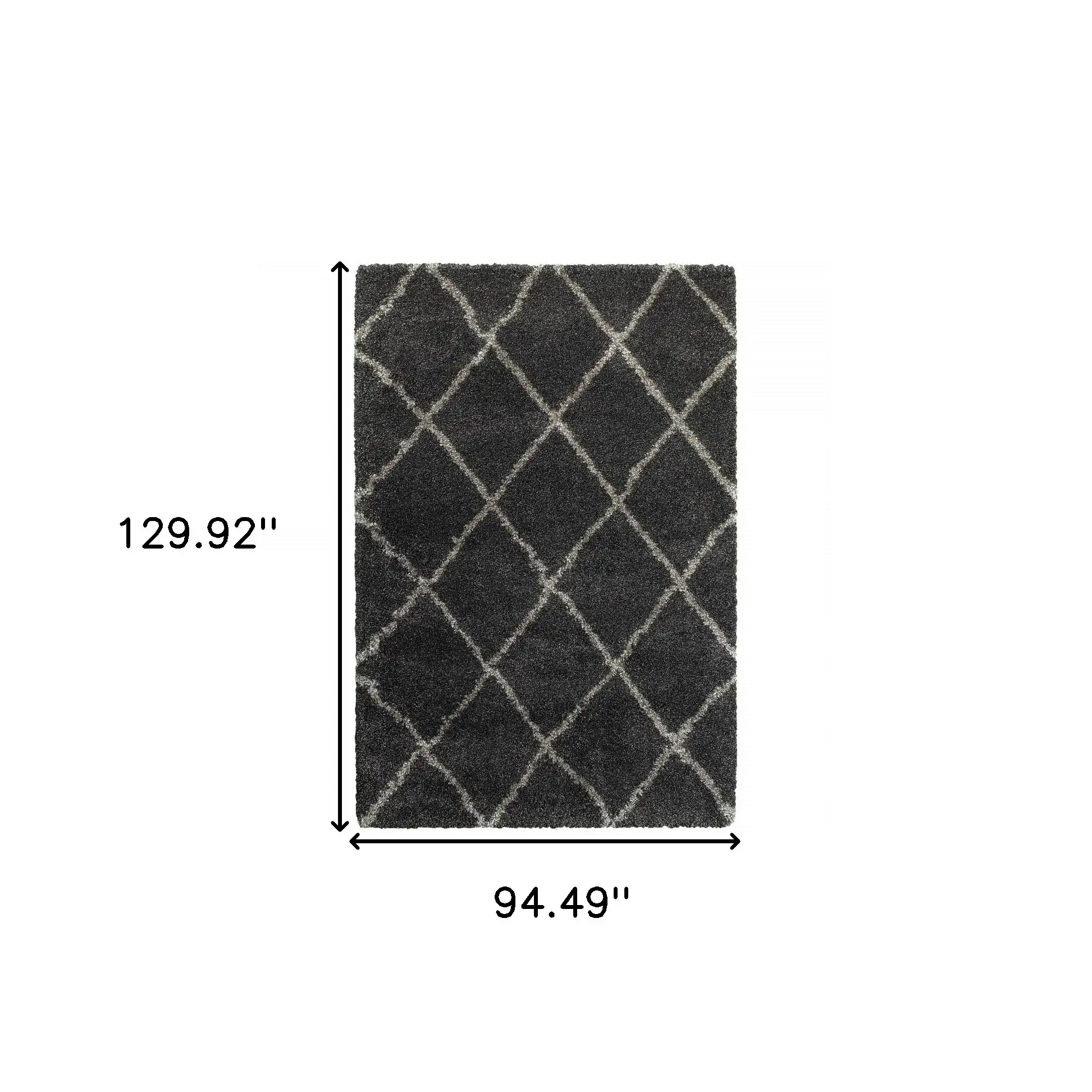 8' X 11' Charcoal And Grey Geometric Shag Power Loom Stain Resistant Area Rug - Image 3