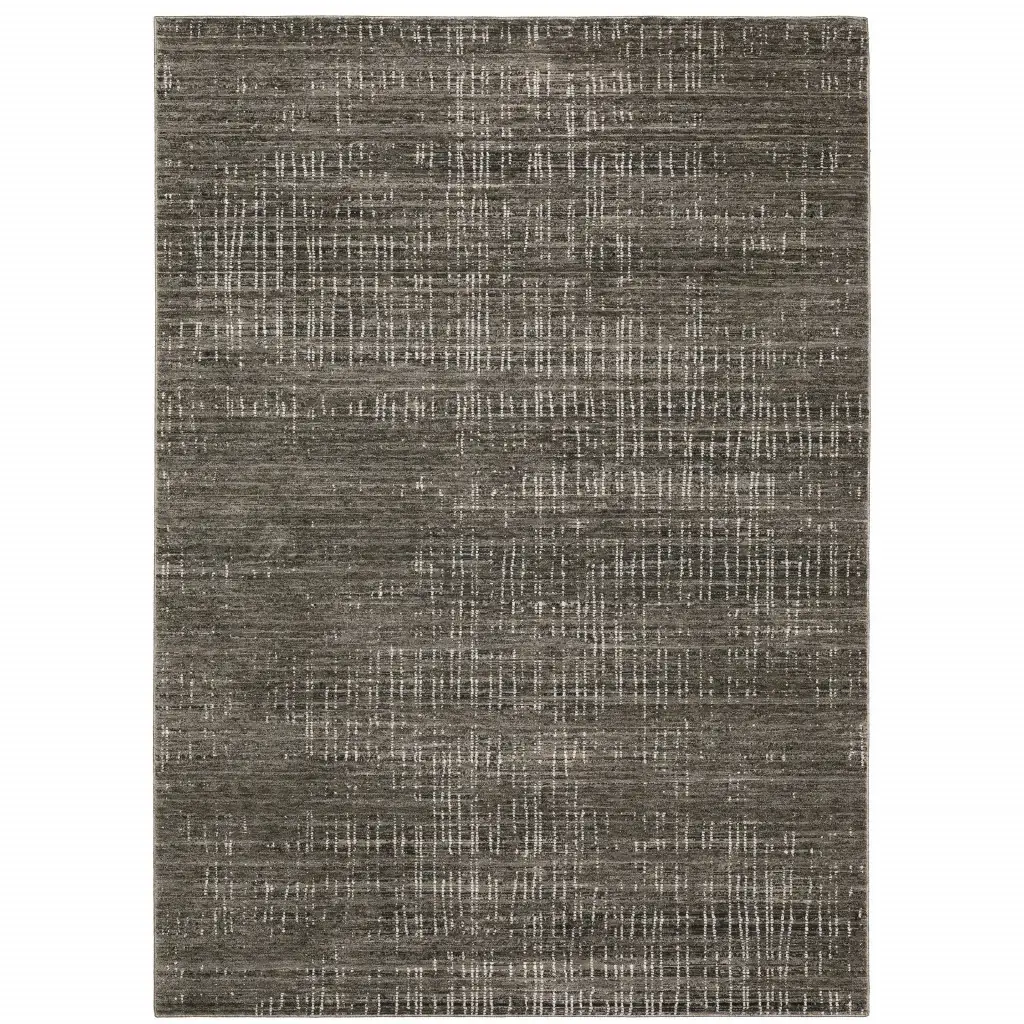 8' X 11' Charcoal Grey Grey Ivory Tan And Brown Abstract Power Loom Stain Resistant Area Rug - Image 2