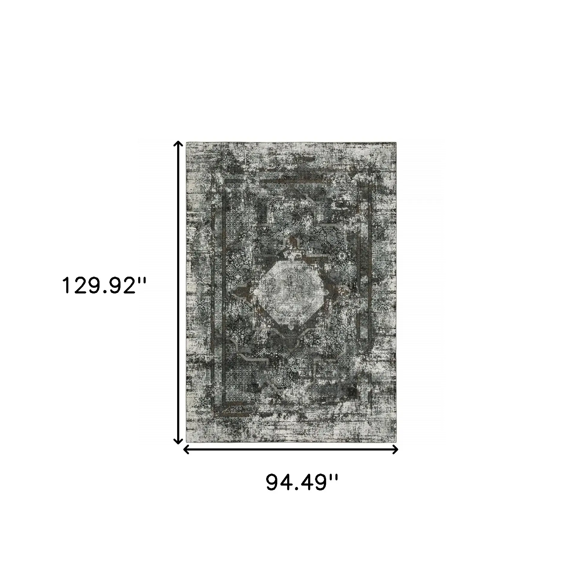 8' X 11' Charcoal Rust Grey Blue Ivory And Brown Oriental Power Loom Stain Resistant Area Rug - Image 4