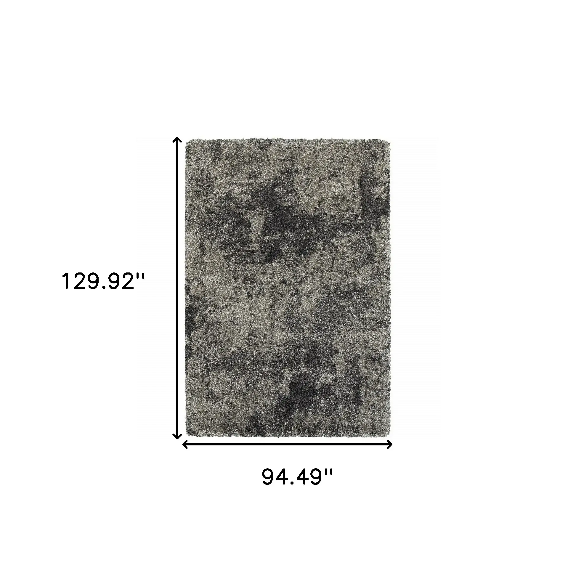 8' X 11' Charcoal Silver And Grey Abstract Shag Power Loom Stain Resistant Area Rug - Image 3