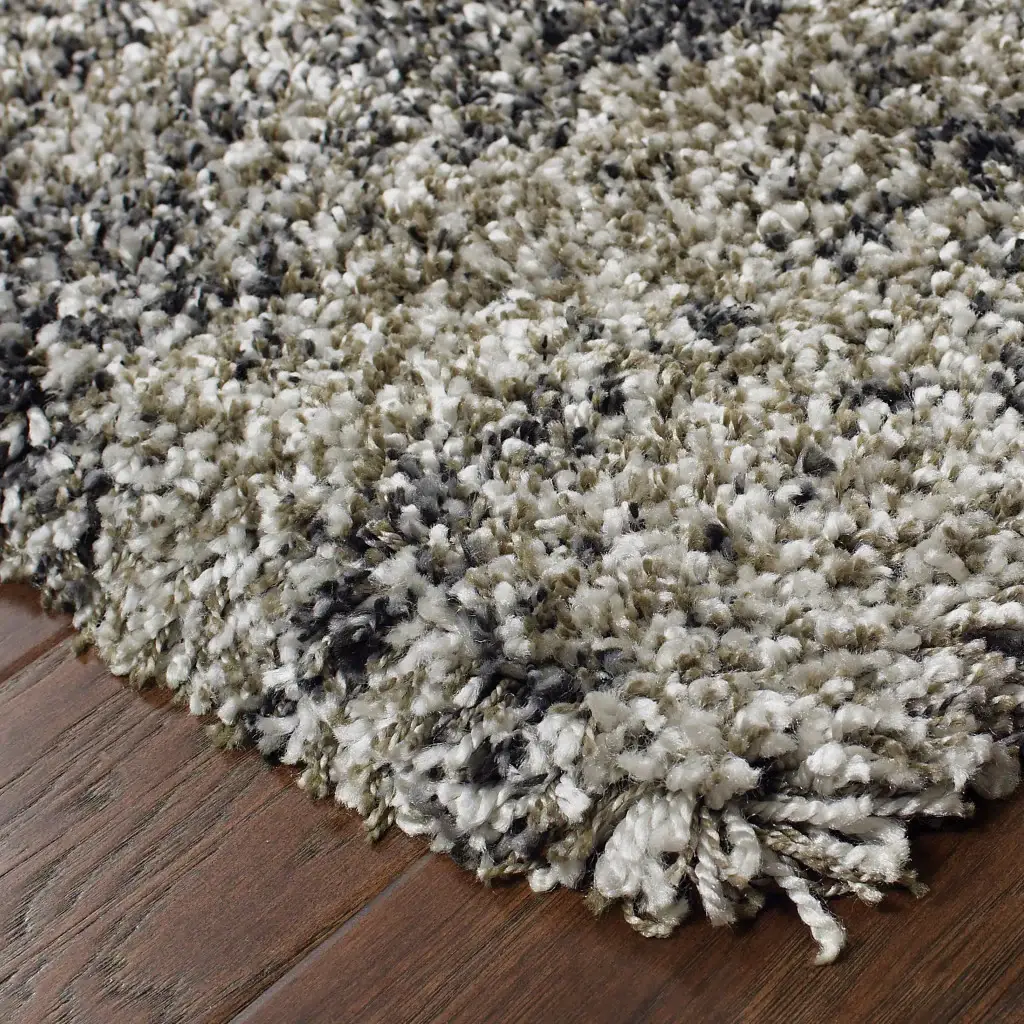 8' X 11' Charcoal Silver And Grey Abstract Shag Power Loom Stain Resistant Area Rug - Image 4