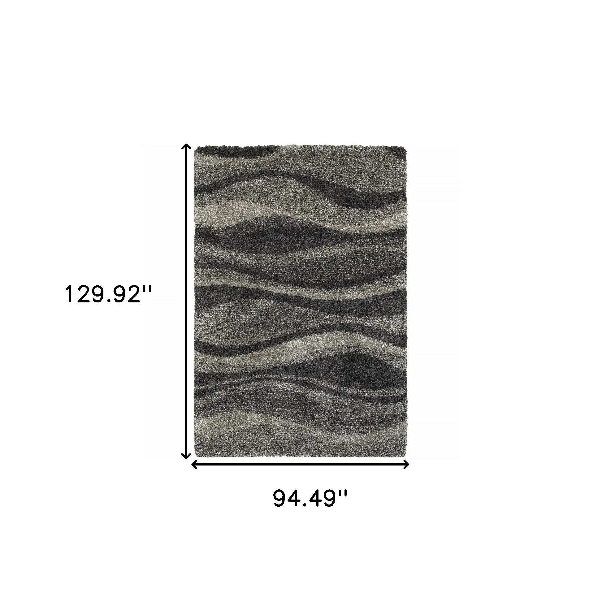 8' X 11' Charcoal Silver And Grey Abstract Shag Power Loom Stain Resistant Area Rug - Image 3