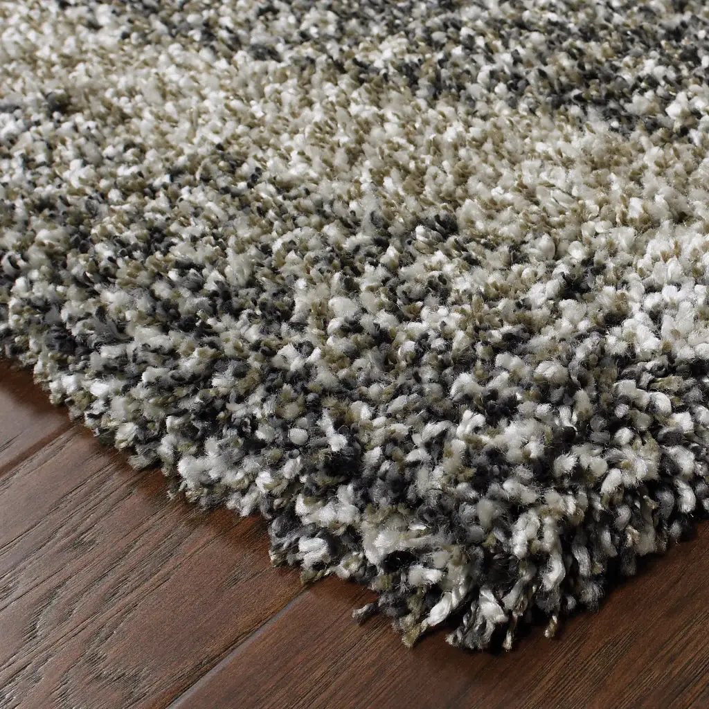 8' X 11' Charcoal Silver And Grey Abstract Shag Power Loom Stain Resistant Area Rug - Image 4