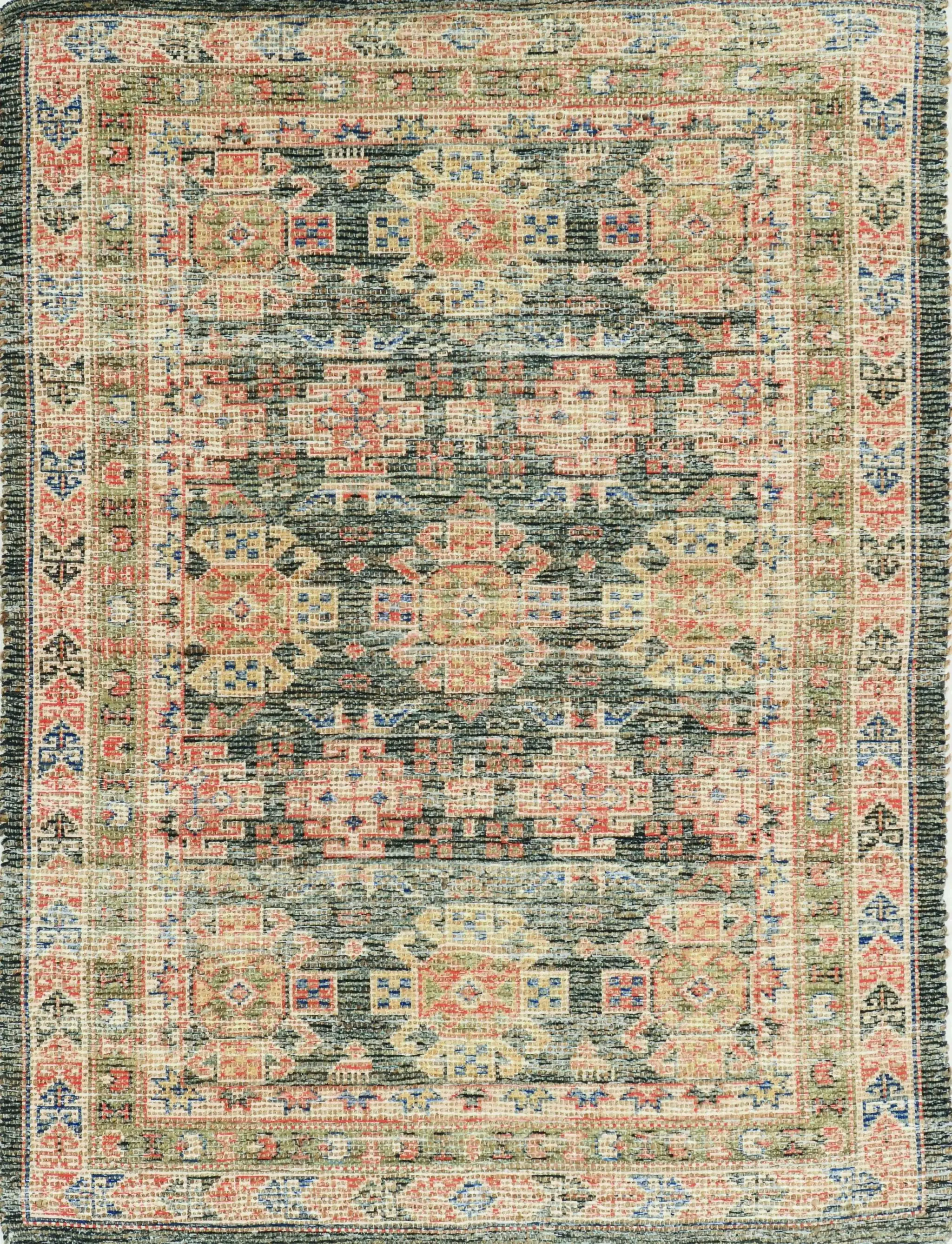 8' X 11' Charcoal Southwestern Handmade Worn Faded Area Rug - Image 4