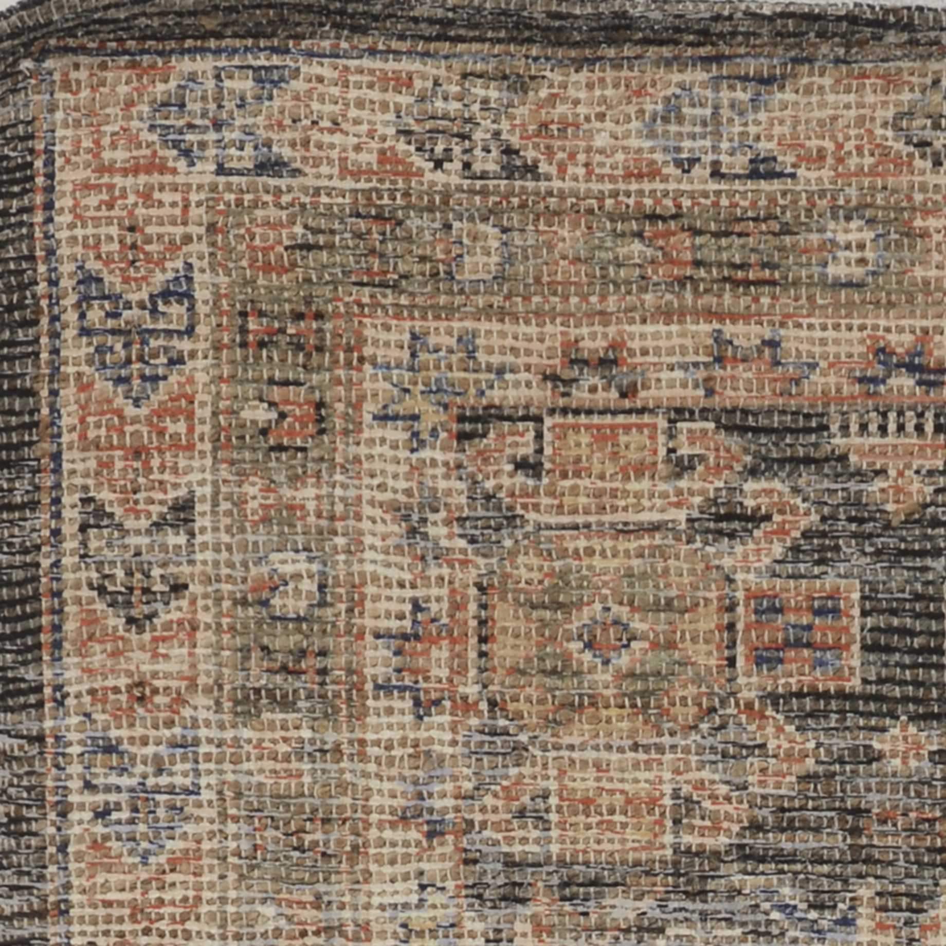 8' X 11' Charcoal Southwestern Handmade Worn Faded Area Rug - Image 5