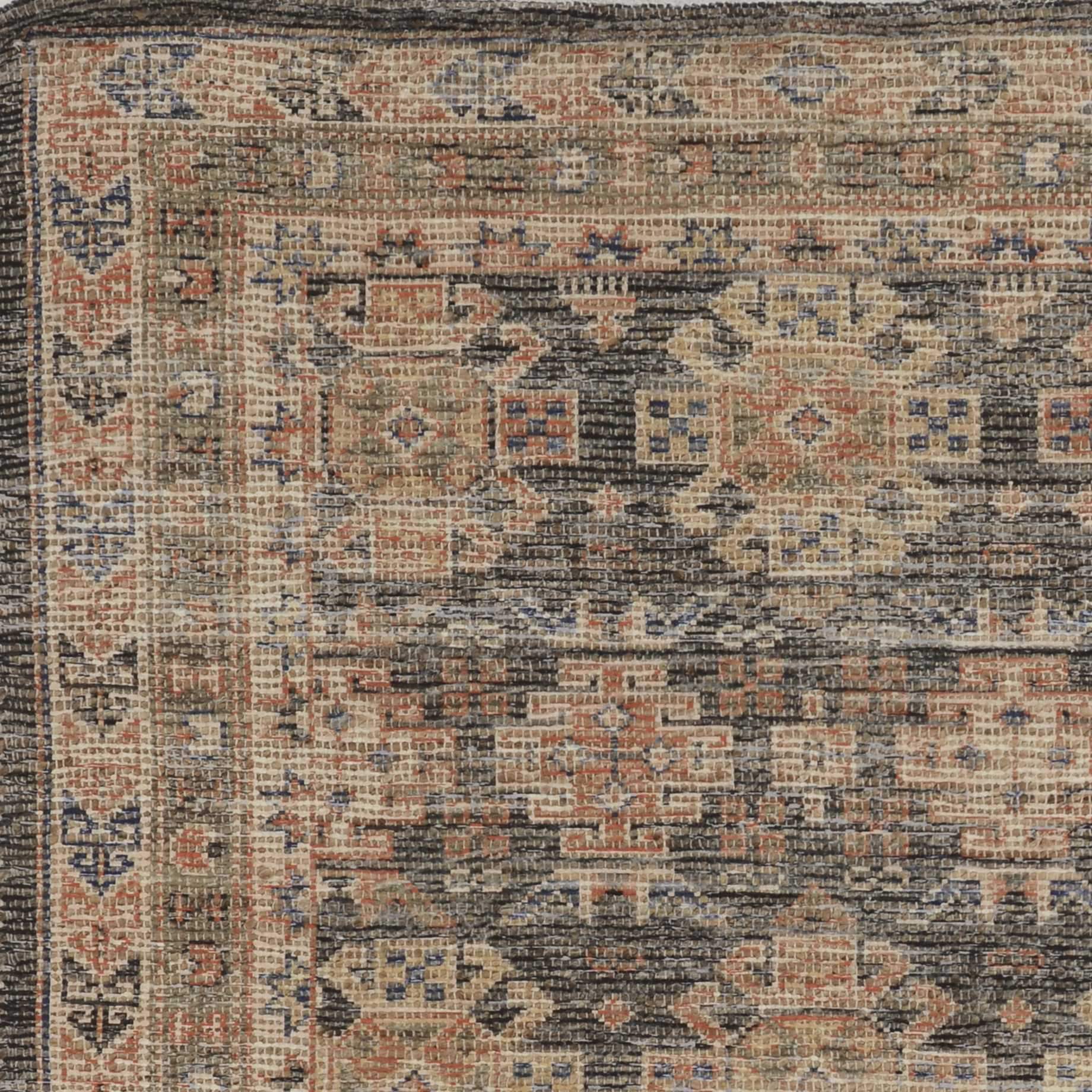 8' X 11' Charcoal Southwestern Handmade Worn Faded Area Rug - Image 6