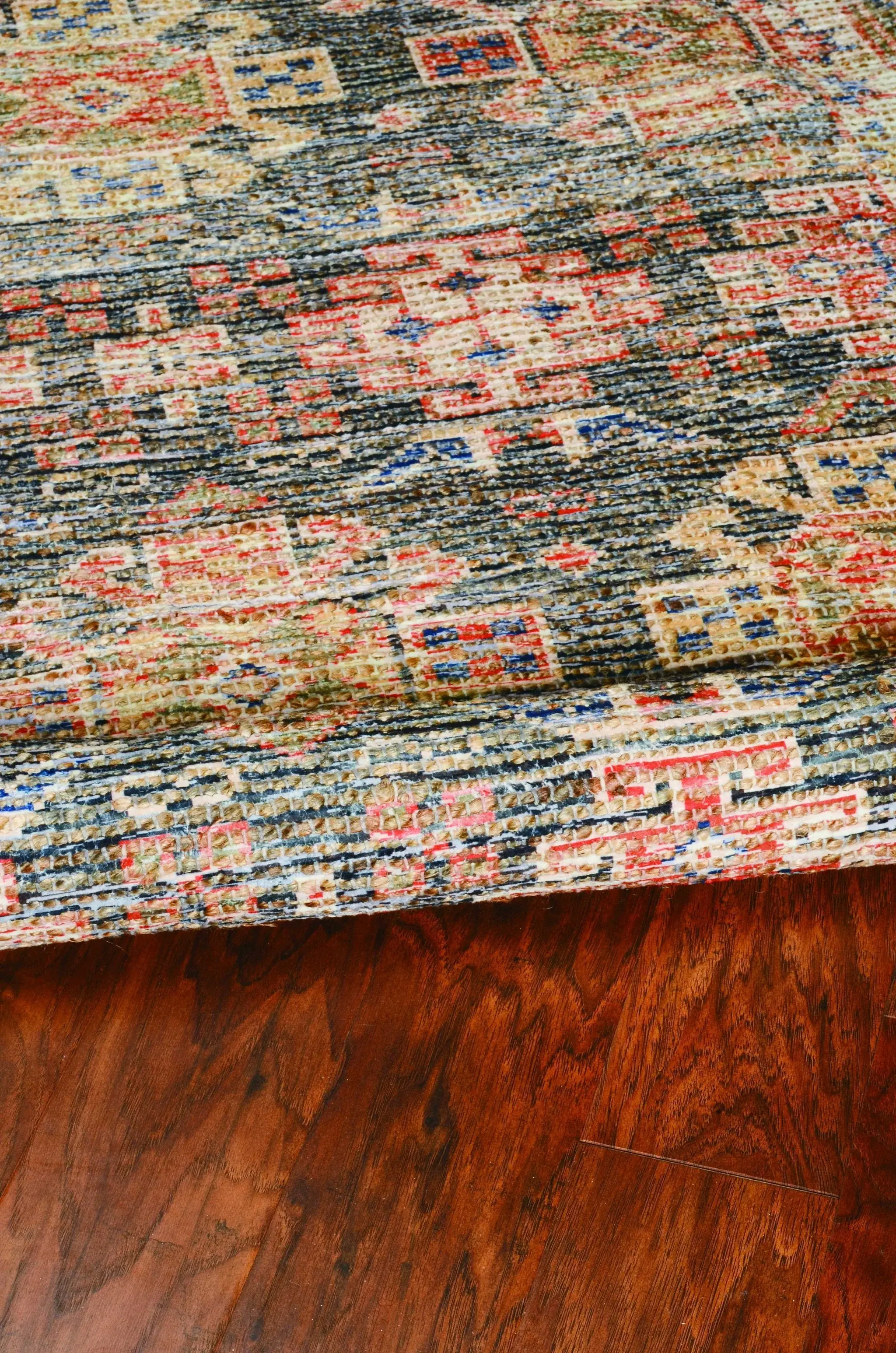 8' X 11' Charcoal Southwestern Handmade Worn Faded Area Rug - Image 8