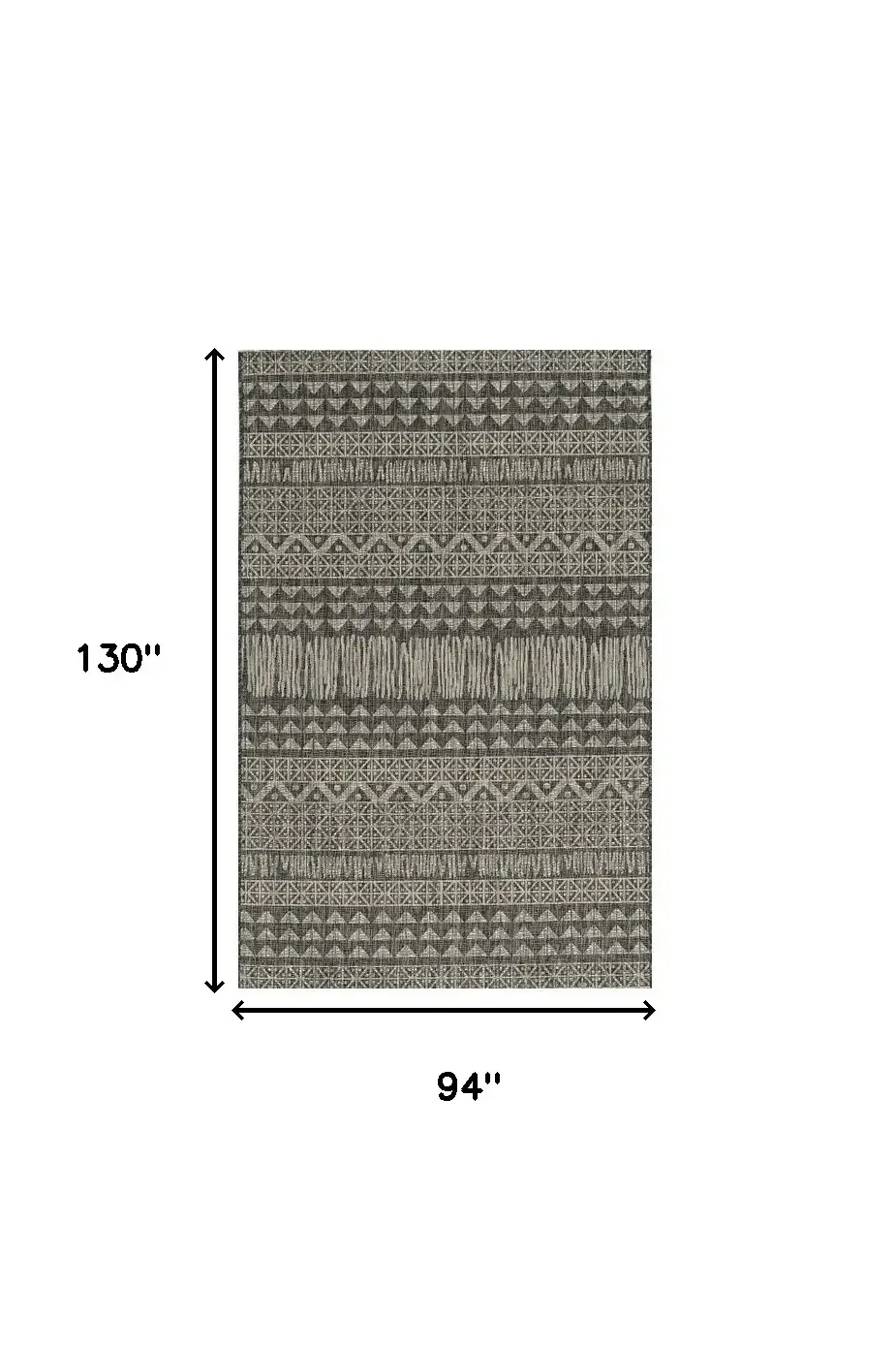 8' X 11' Charcoal Southwestern Indoor Outdoor Area Rug - Image 3