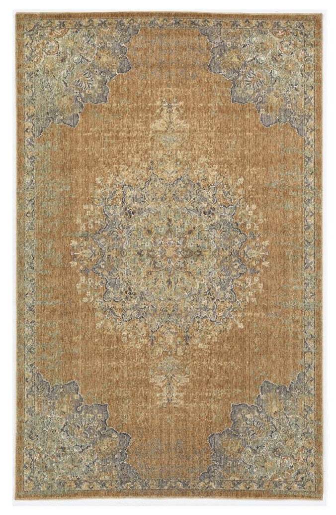8' X 11' Coffee Brown Machine Woven Floral Medallion Indoor Area Rug - Image 2