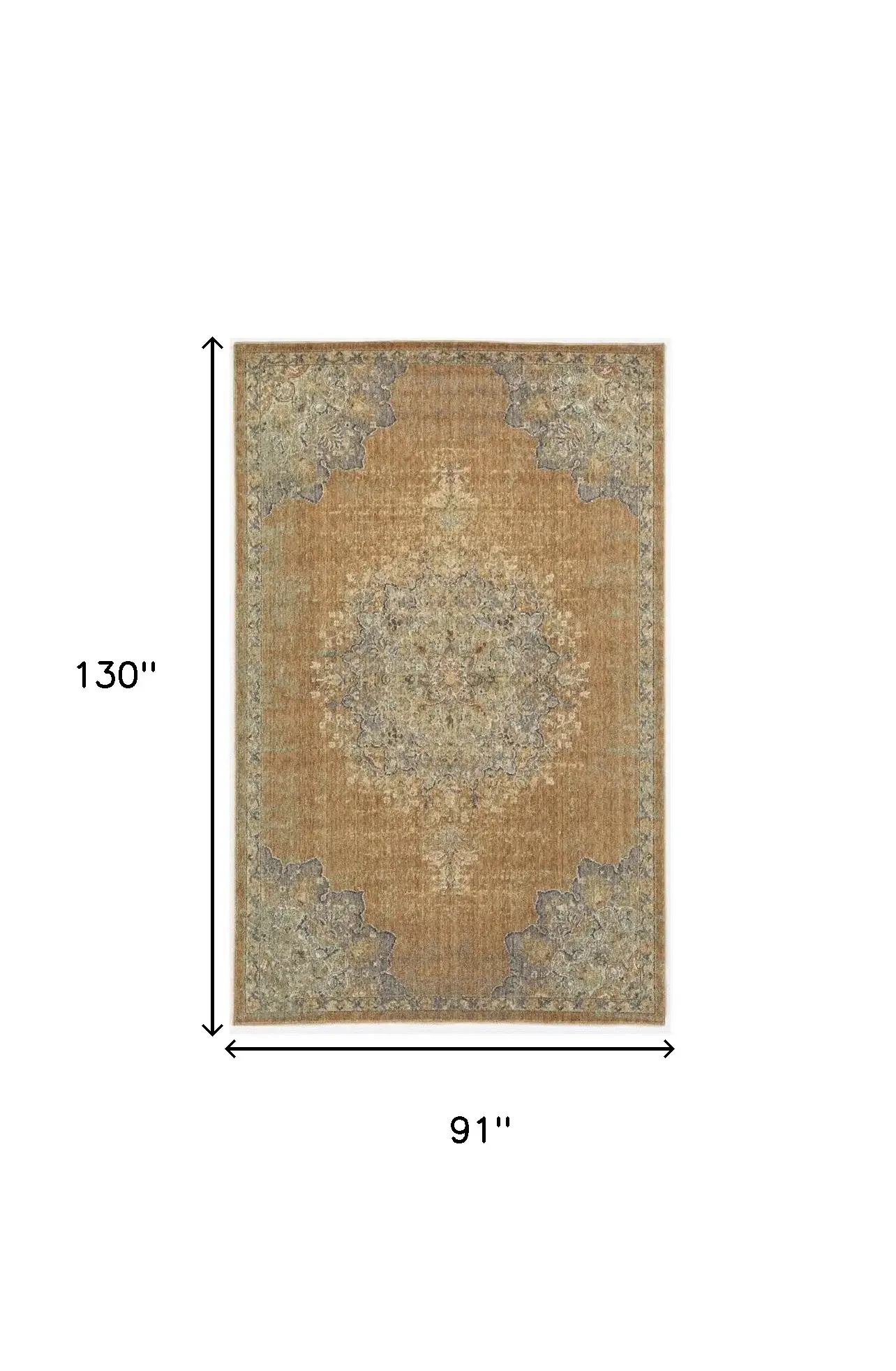 8' X 11' Coffee Brown Machine Woven Floral Medallion Indoor Area Rug - Image 3