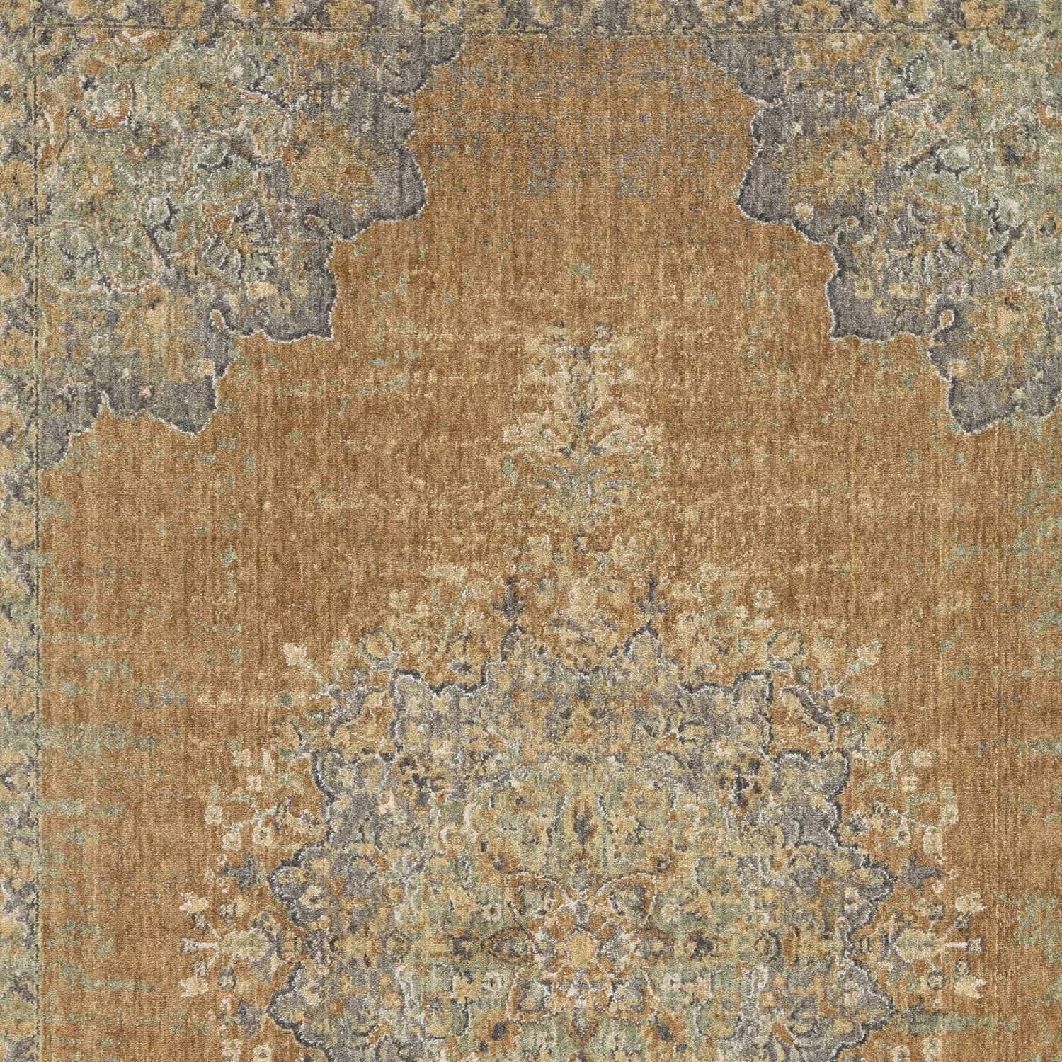 8' X 11' Coffee Brown Machine Woven Floral Medallion Indoor Area Rug - Image 4