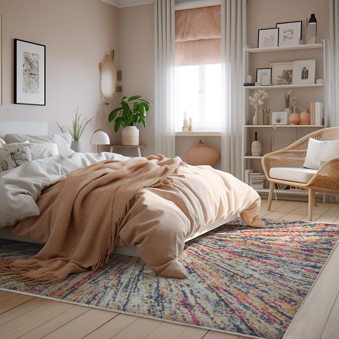 8' X 11' Cream Celestial Burst Abstract Area Rug - Image 6