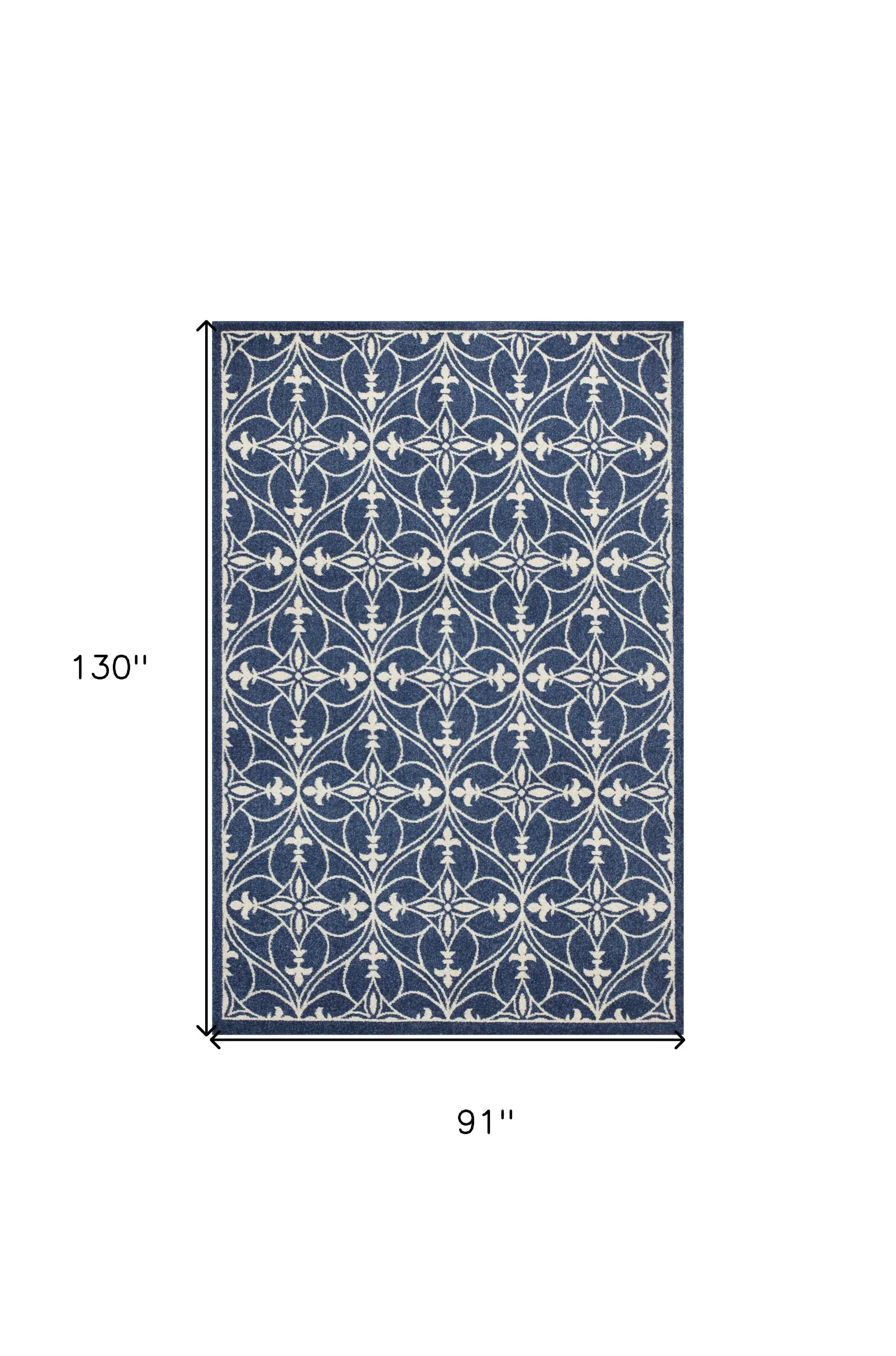 8' X 11' Denim Blue Moroccan Indoor Outdoor Area Rug - Image 3