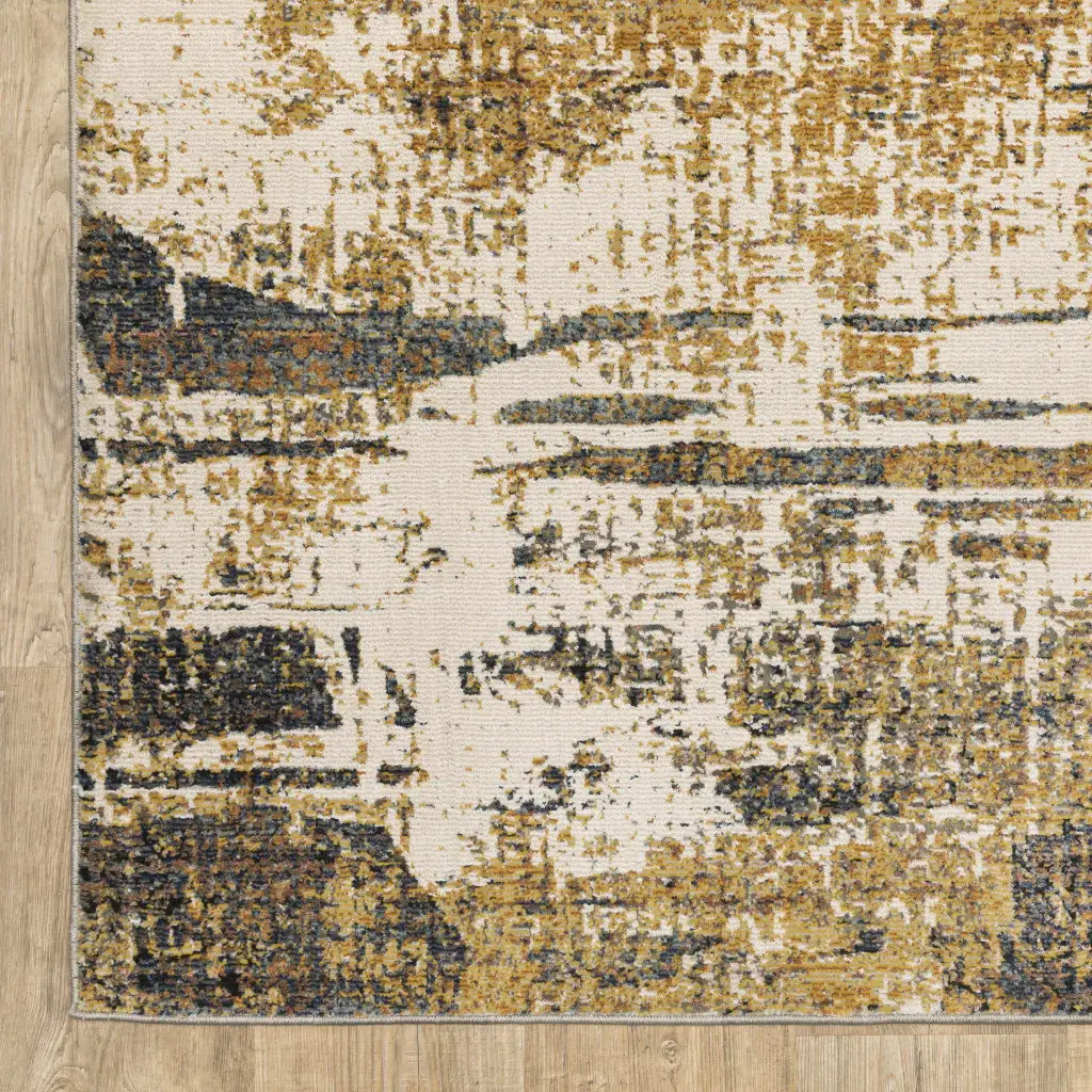 8' X 11' Gold Brown Rust Grey Blue And Beige Abstract Power Loom Stain Resistant Area Rug - Image 3
