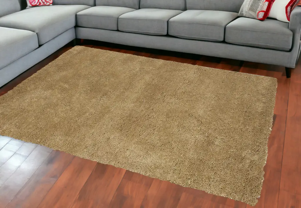 8' X 11' Gold Indoor Shag Rug