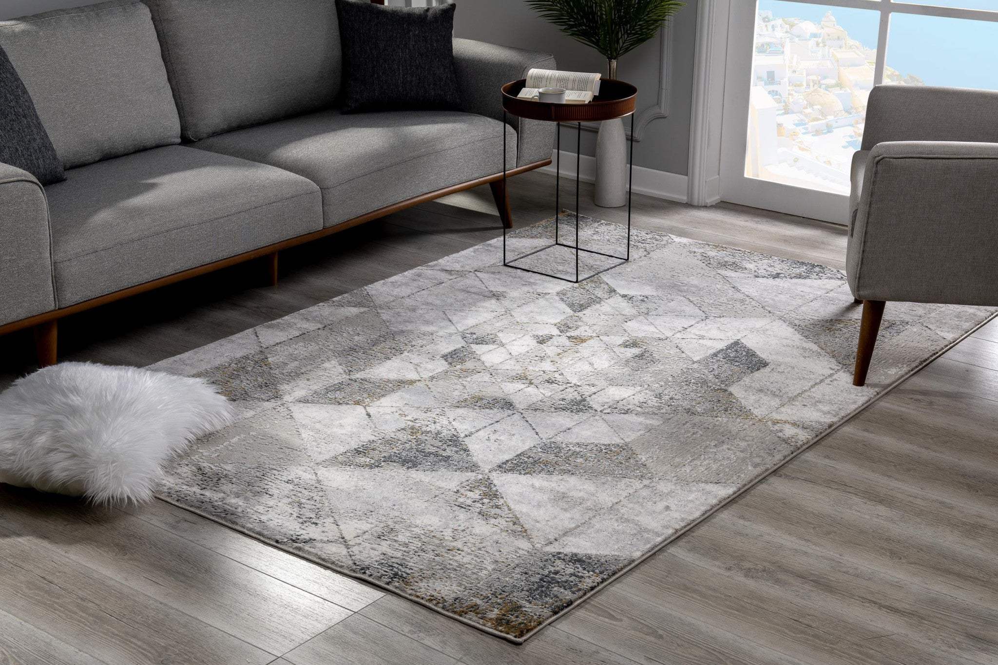 8' X 11' Gray and Ivory Abstract Power Loom Area Rug - Image 4