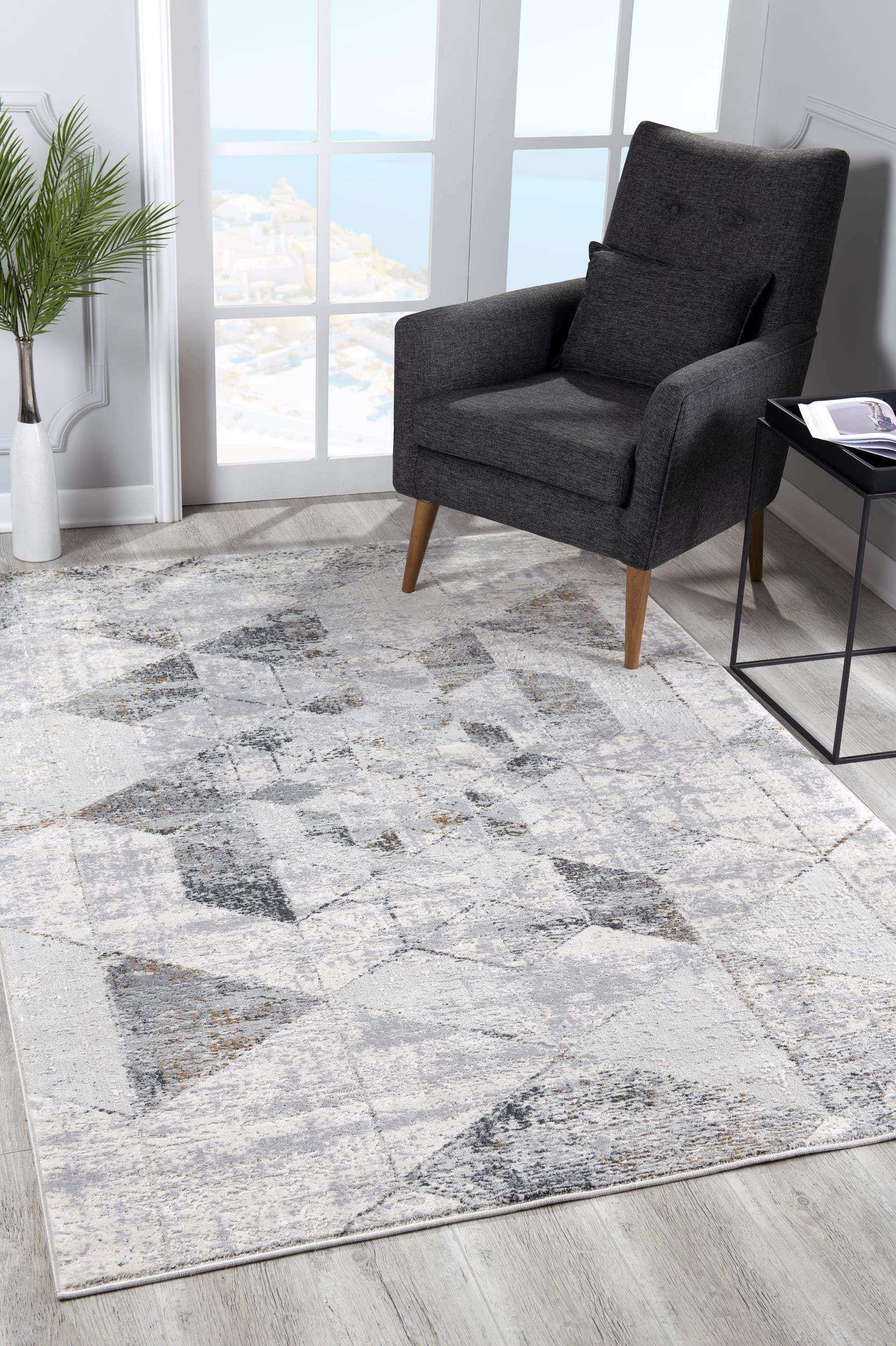 8' X 11' Gray and Ivory Abstract Power Loom Area Rug - Image 5