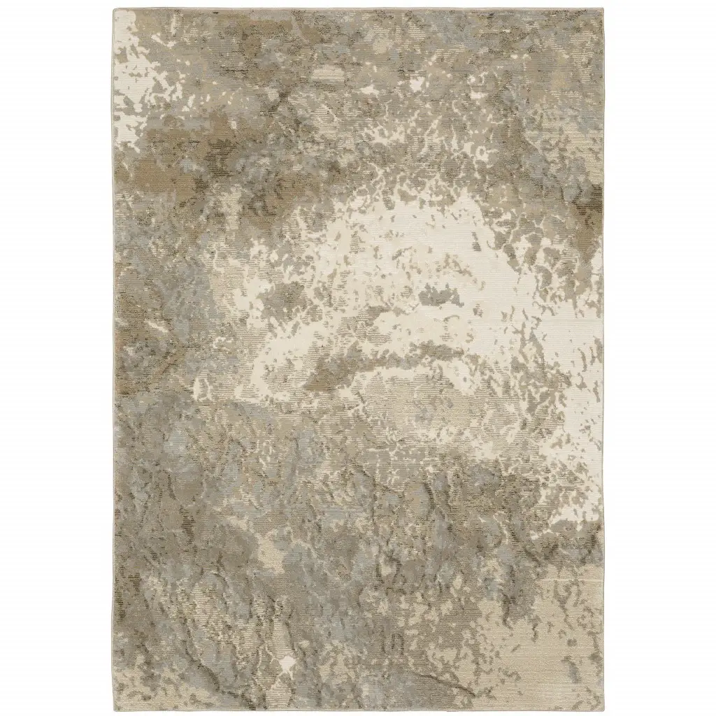 8' X 11' Gray and Ivory Abstract Power Loom Area Rug - Image 2