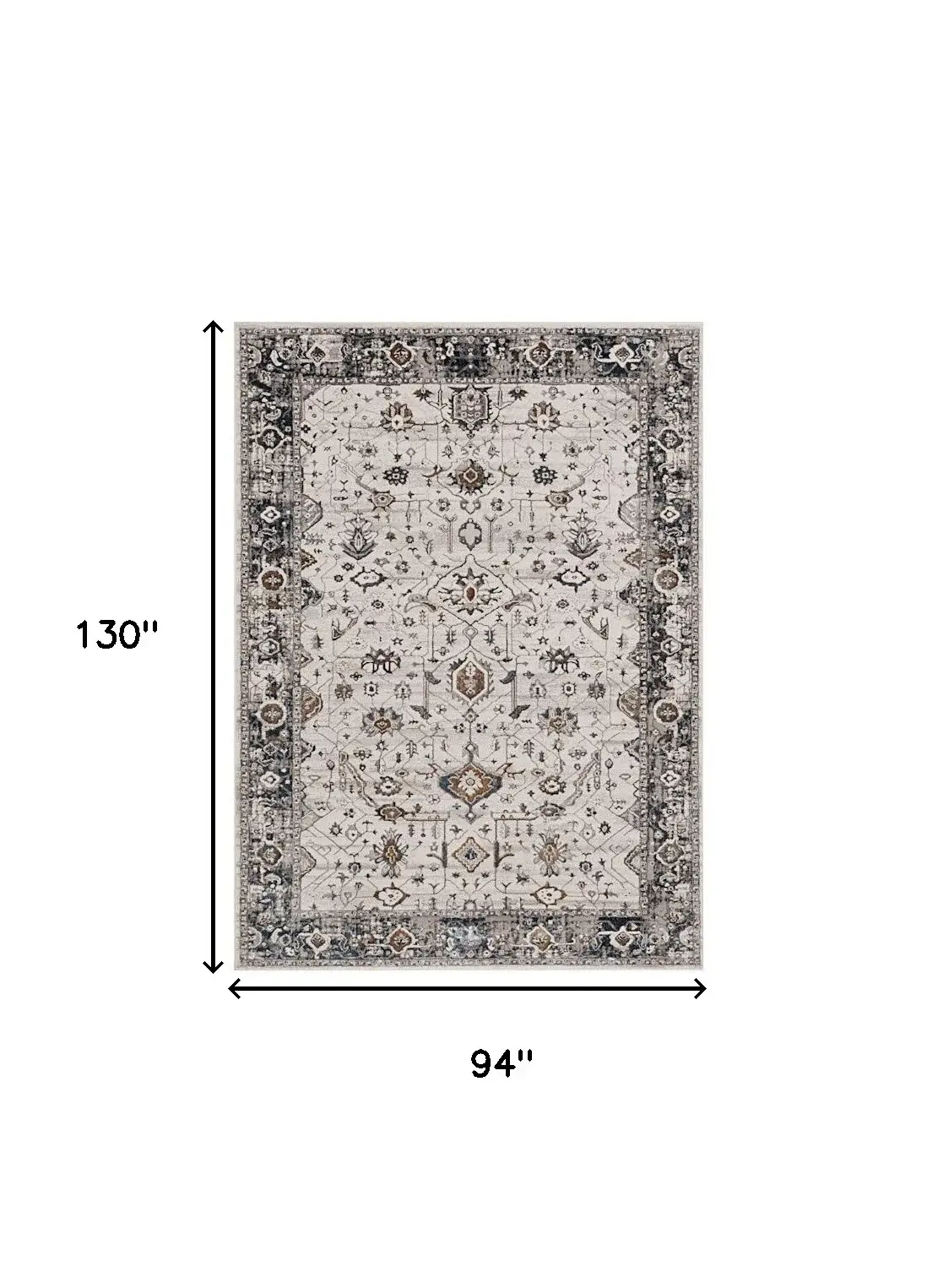 8' X 11' Gray and Ivory Area Rug - Image 3