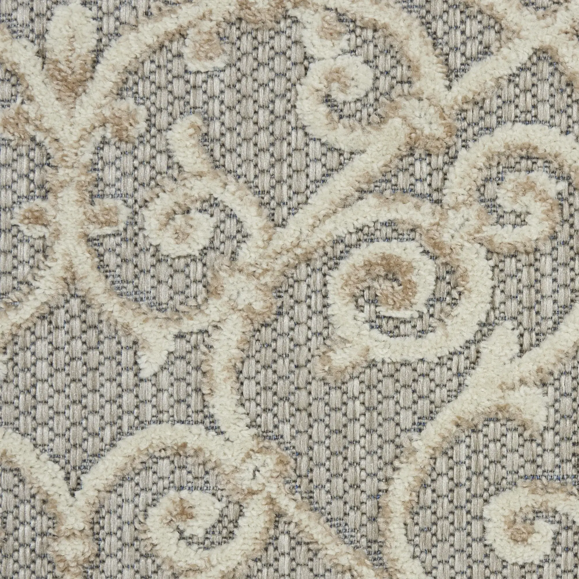 8' X 11' Gray And Ivory Floral Indoor Outdoor Area Rug - Image 7