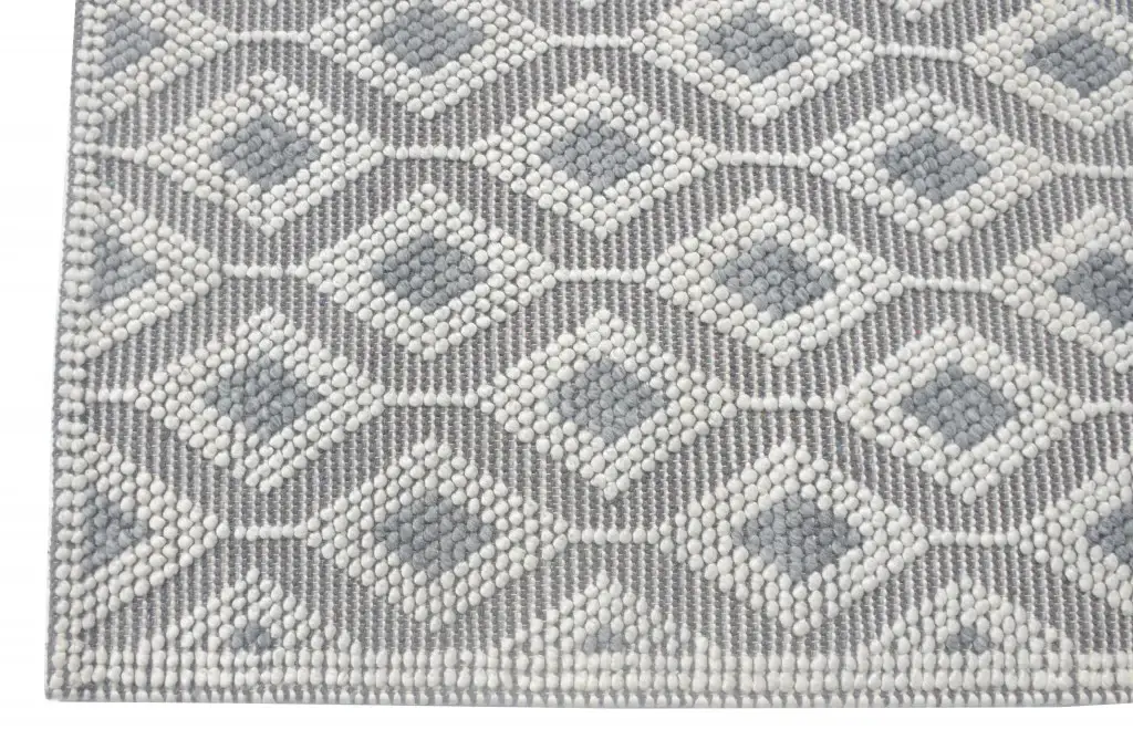 8' X 11' Gray and Ivory Geometric Handmade Area Rug - Image 2