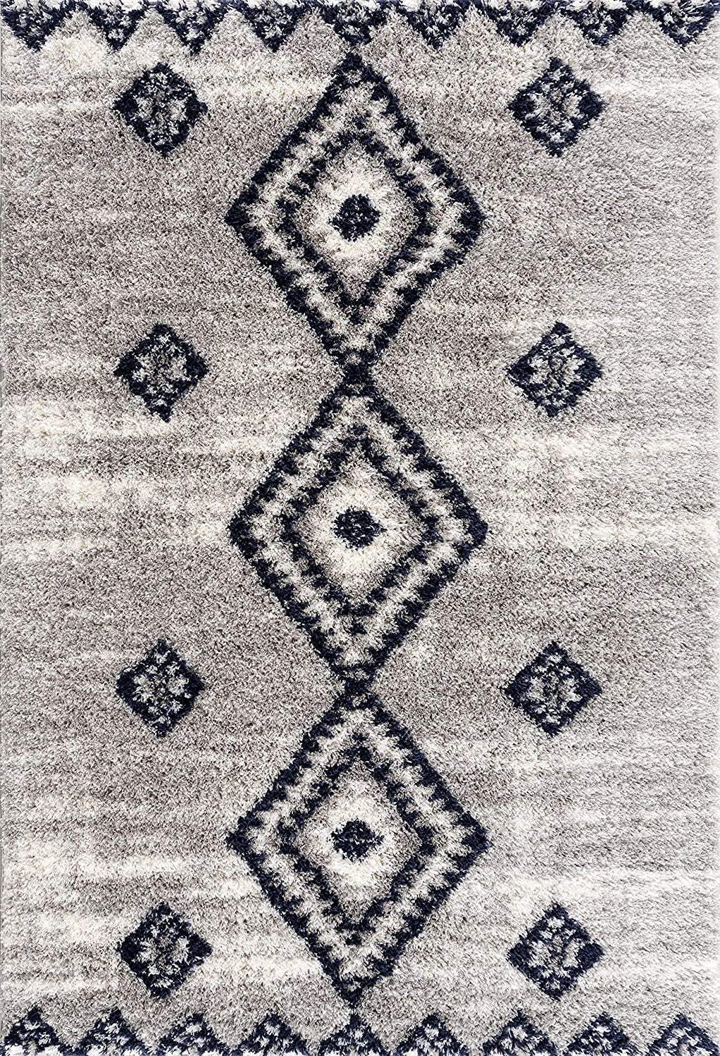 8' X 11' Gray And Navy Boho Chic Area Rug - Image 2