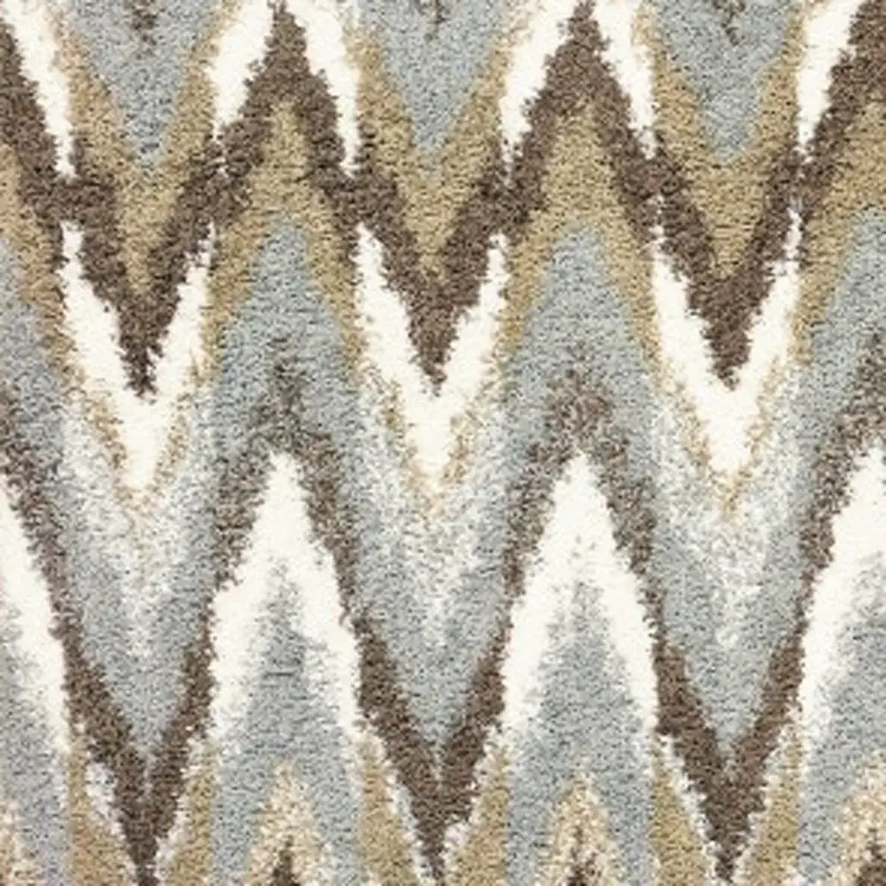 8' X 11' Gray And Taupe Ikat Pattern Area Rug - Image 5