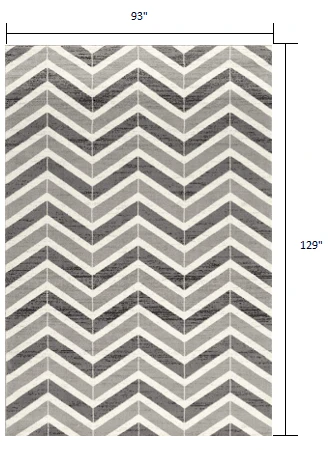 8' X 11' Gray Chevron Dhurrie Area Rug - Image 3