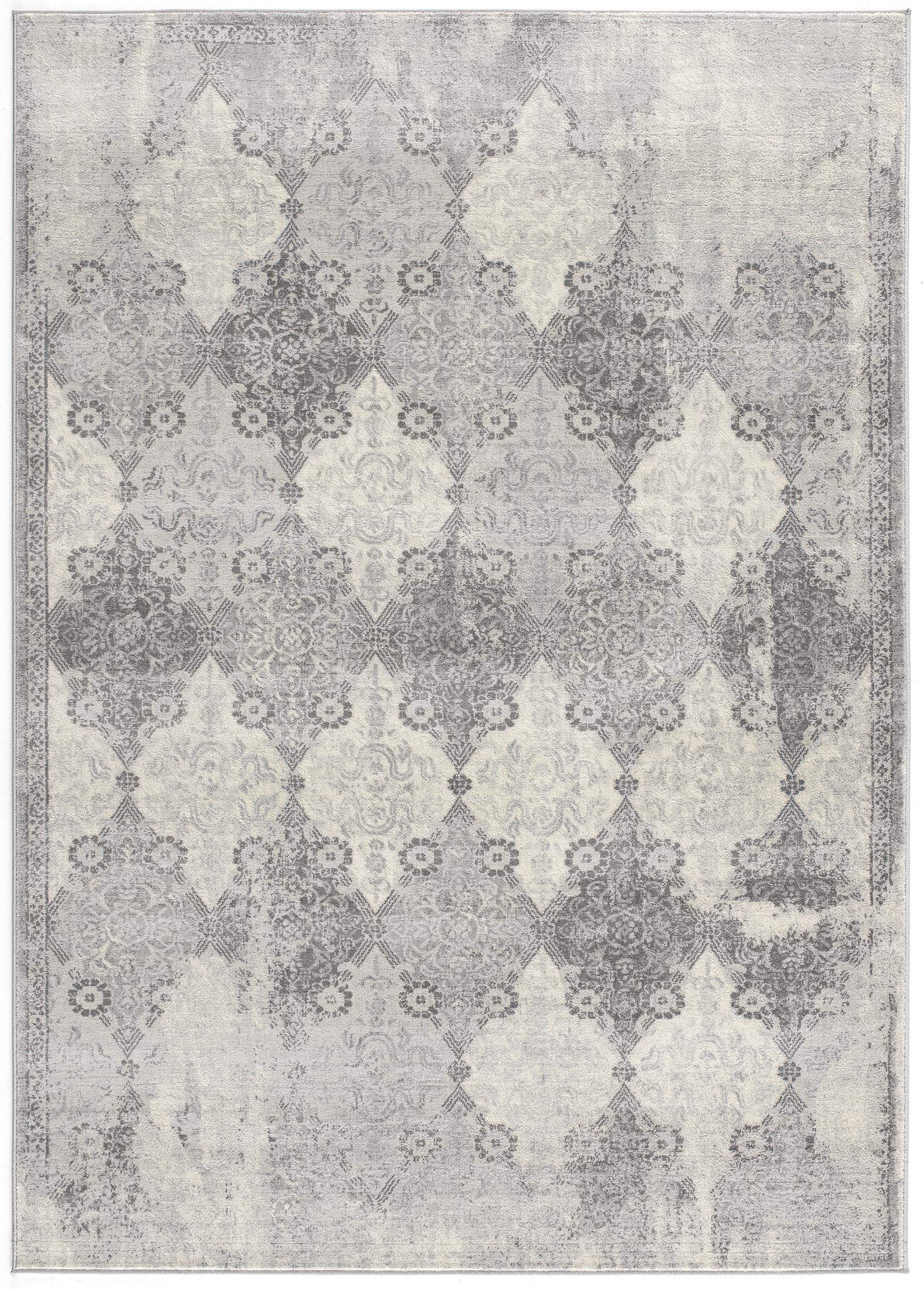 8' X 11' Gray Distressed Trellis Pattern Area Rug - Image 4